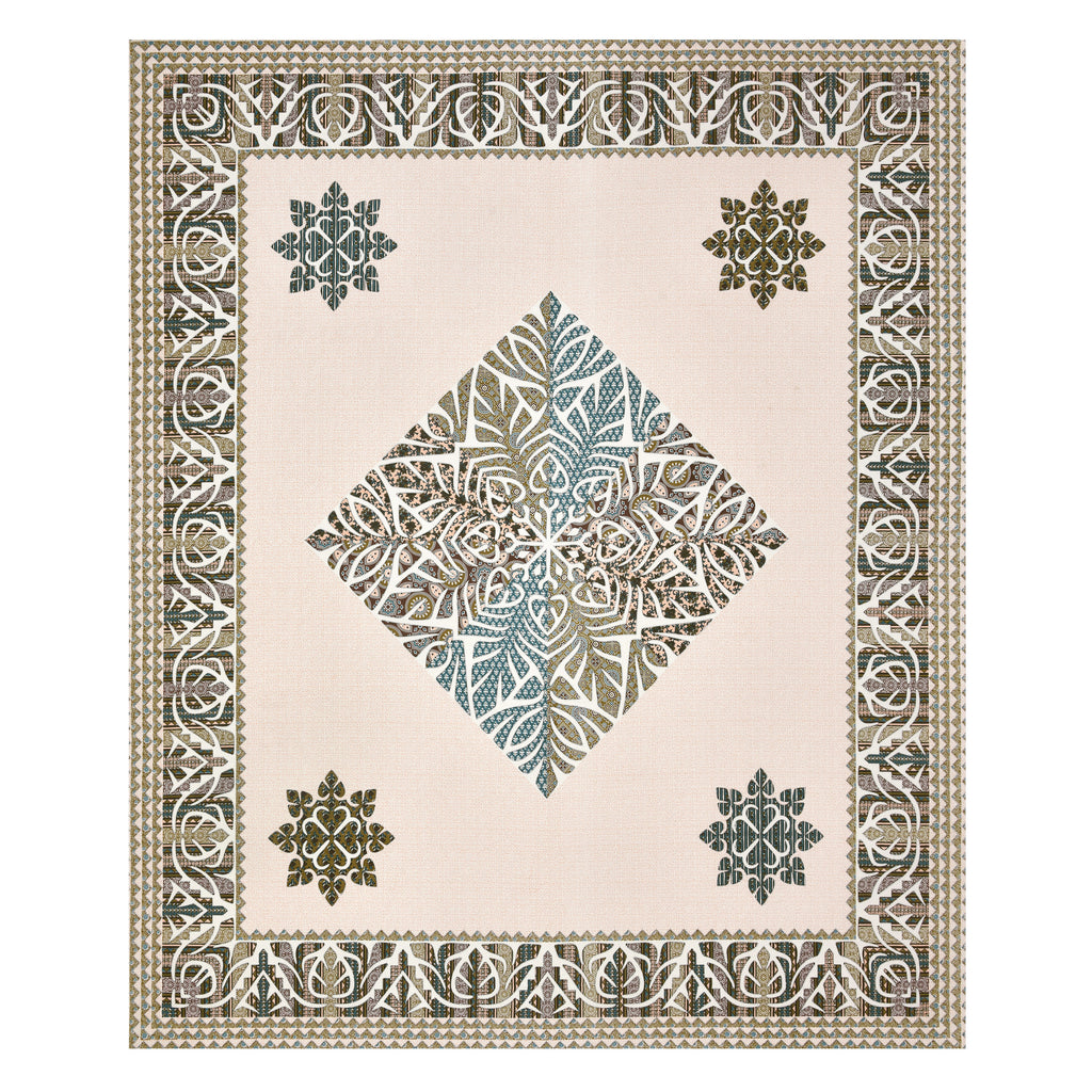 Viscose Gangour Collection 95x108 Double Bedsheet with Geometric Floral Design