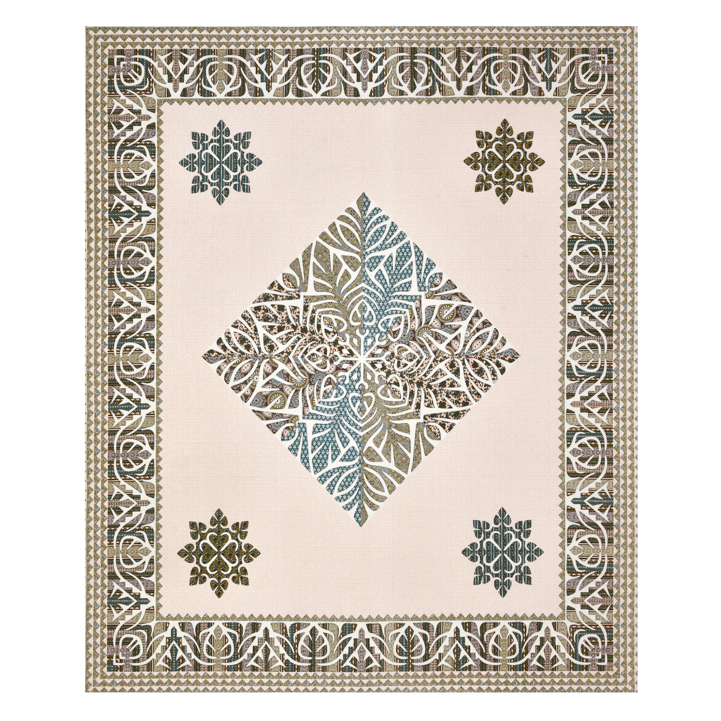 Viscose Gangour Collection 95x108 Double Bedsheet with Geometric Floral Design