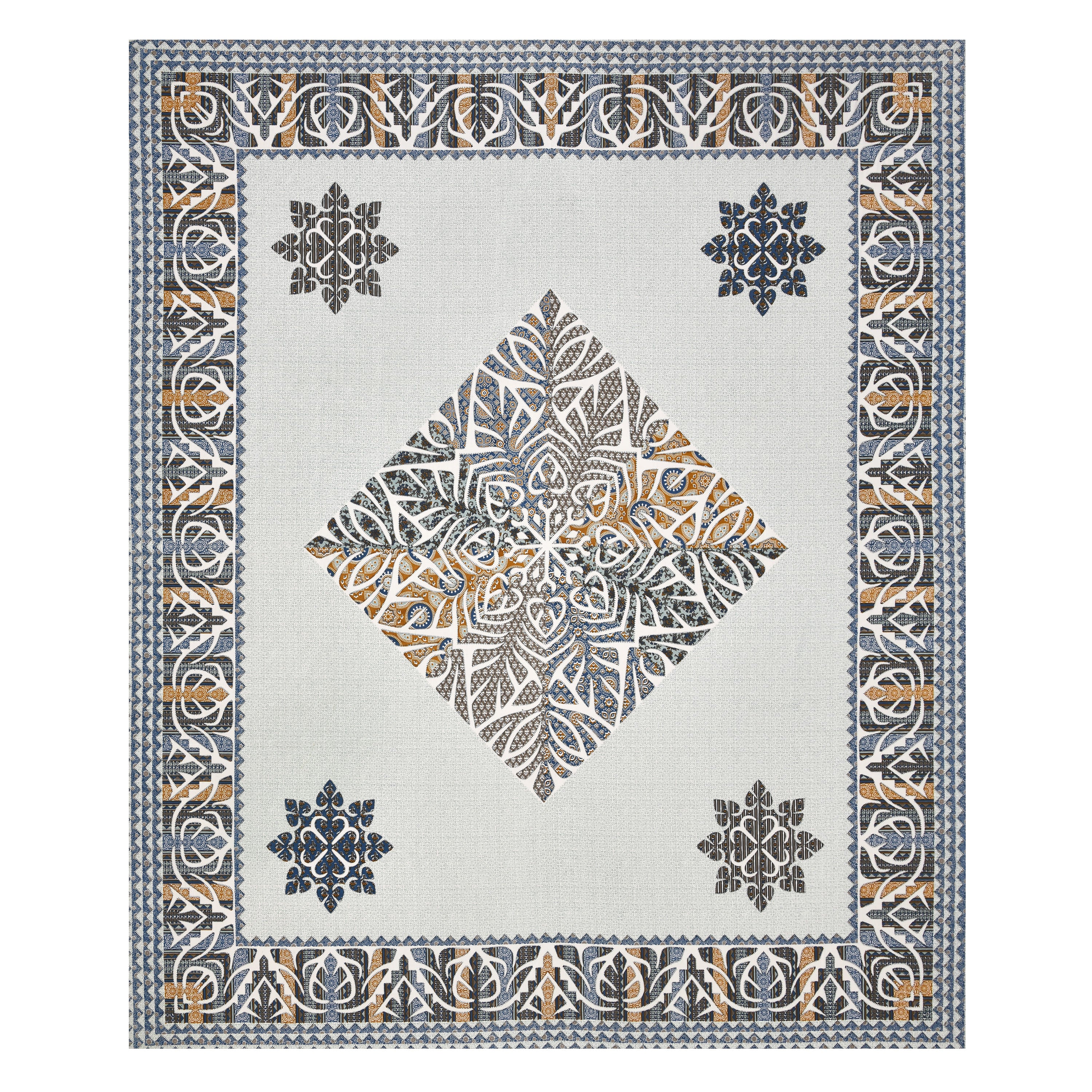 Viscose Gangour Collection 95x108 Double Bedsheet with Geometric Floral Design