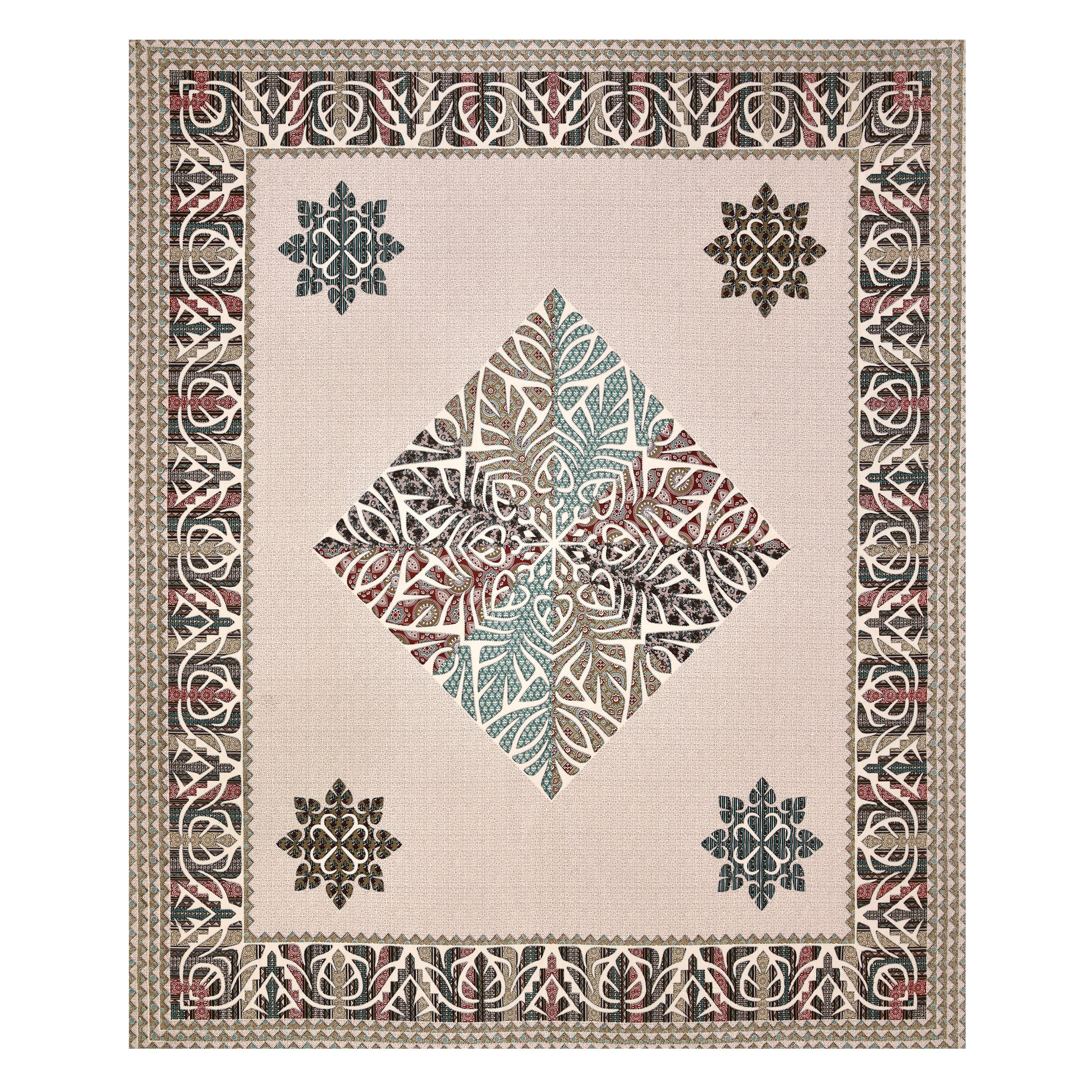 Viscose Gangour Collection 95x108 Double Bedsheet with Geometric Floral Design