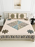 Viscose Gangour Collection 95x108 Double Bedsheet with Geometric Floral Design