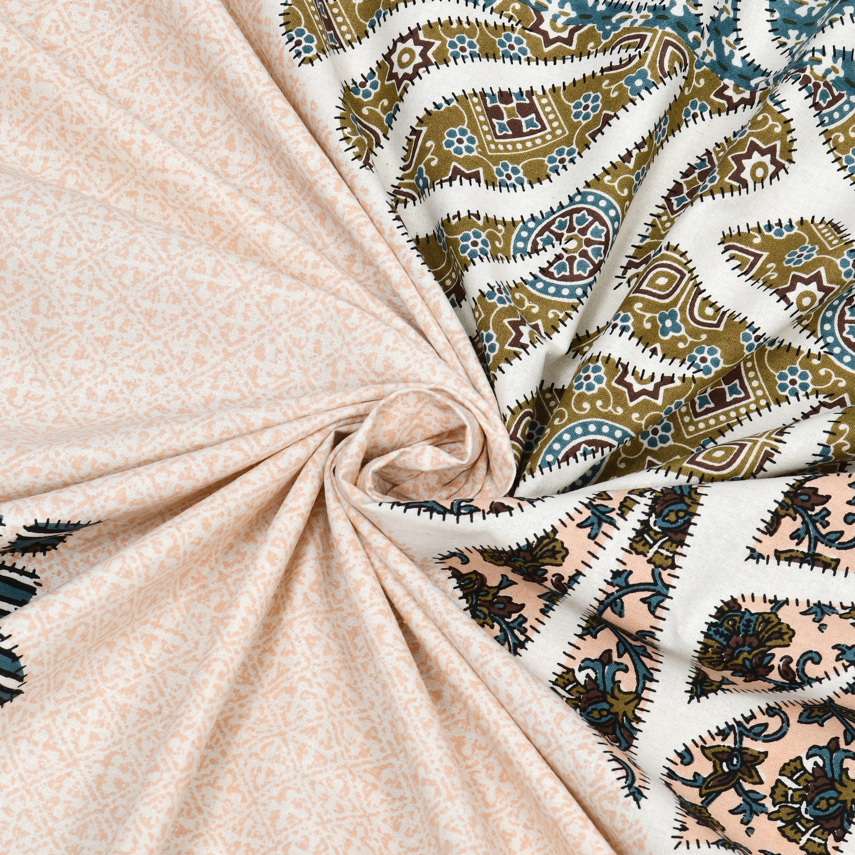 Viscose Gangour Collection 95x108 Double Bedsheet with Geometric Floral Design