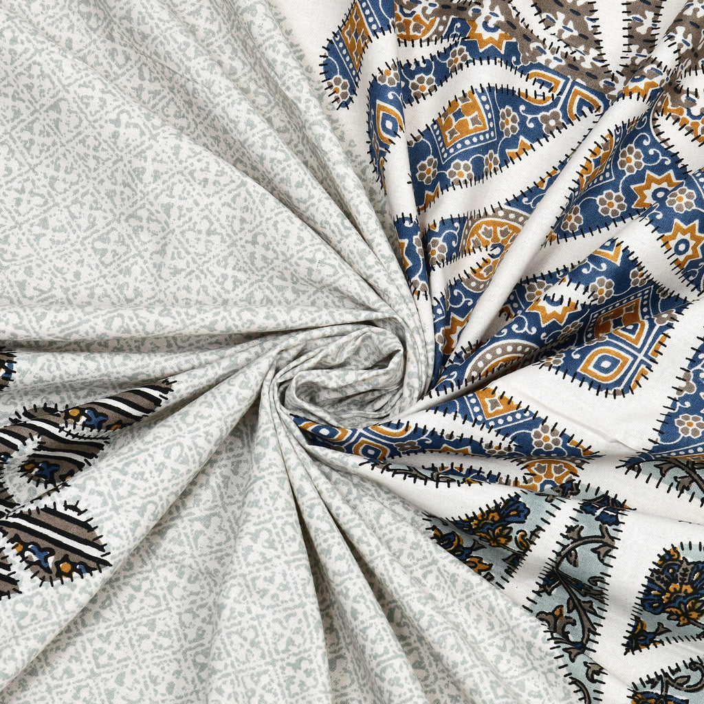 Viscose Gangour Collection 95x108 Double Bedsheet with Geometric Floral Design