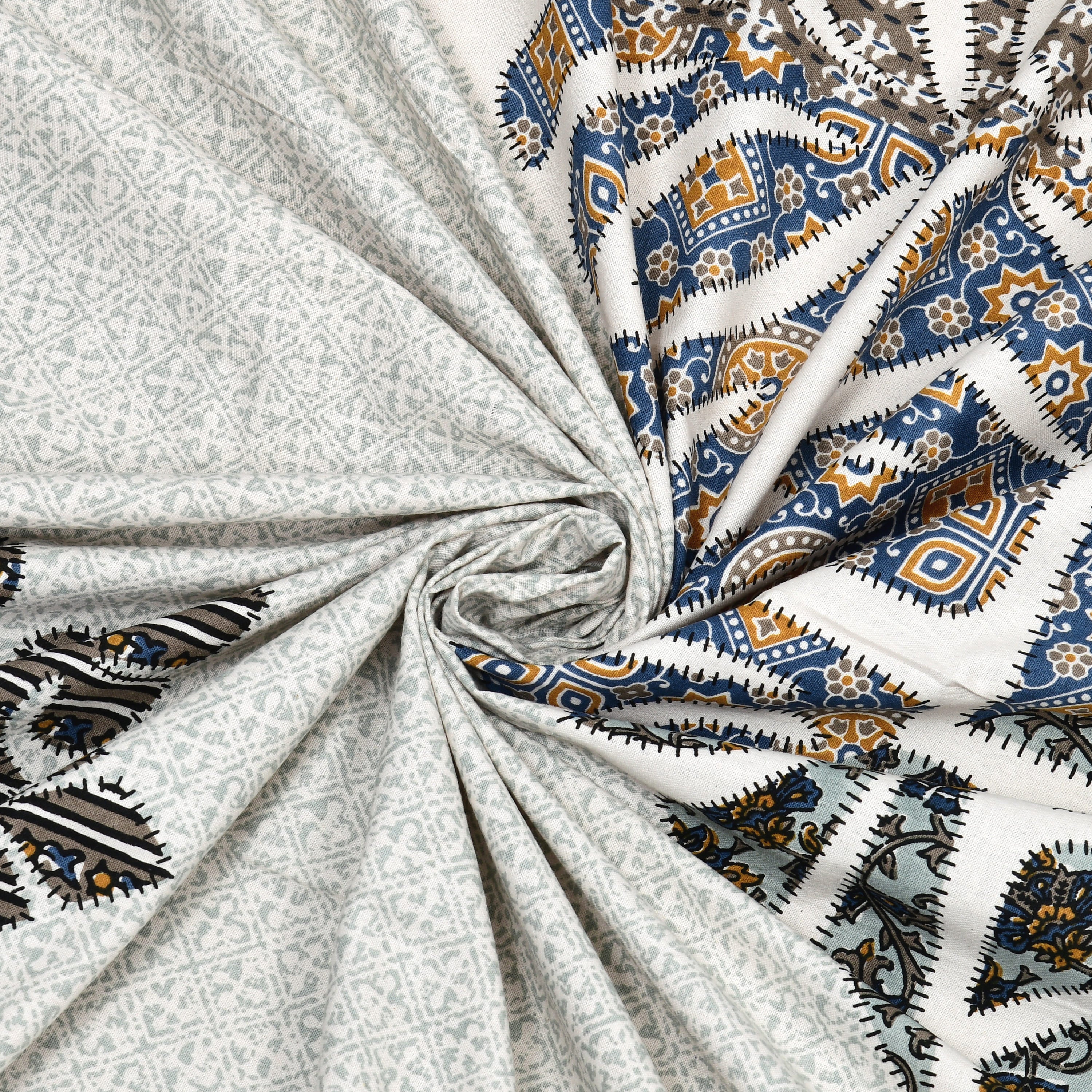 Viscose Gangour Collection 95x108 Double Bedsheet with Geometric Floral Design