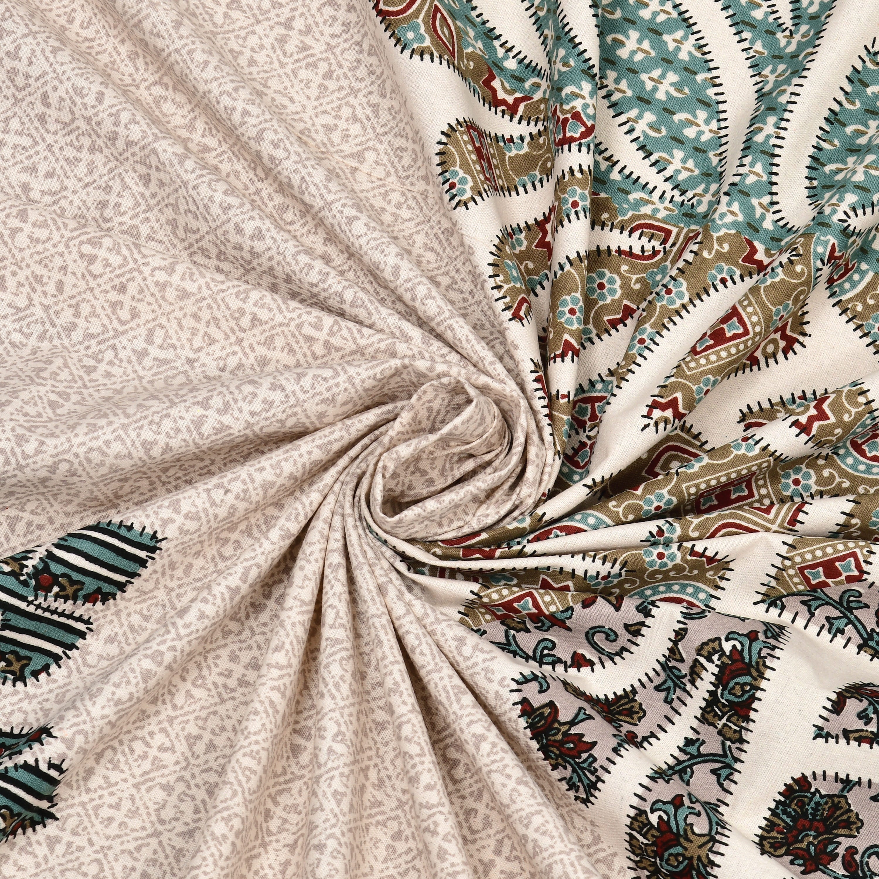 Viscose Gangour Collection 95x108 Double Bedsheet with Geometric Floral Design