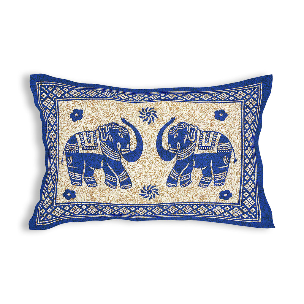 59" Eco Elephant Design 100% Cotton Single Bedsheet With 1 Pillow Cover, 60/90