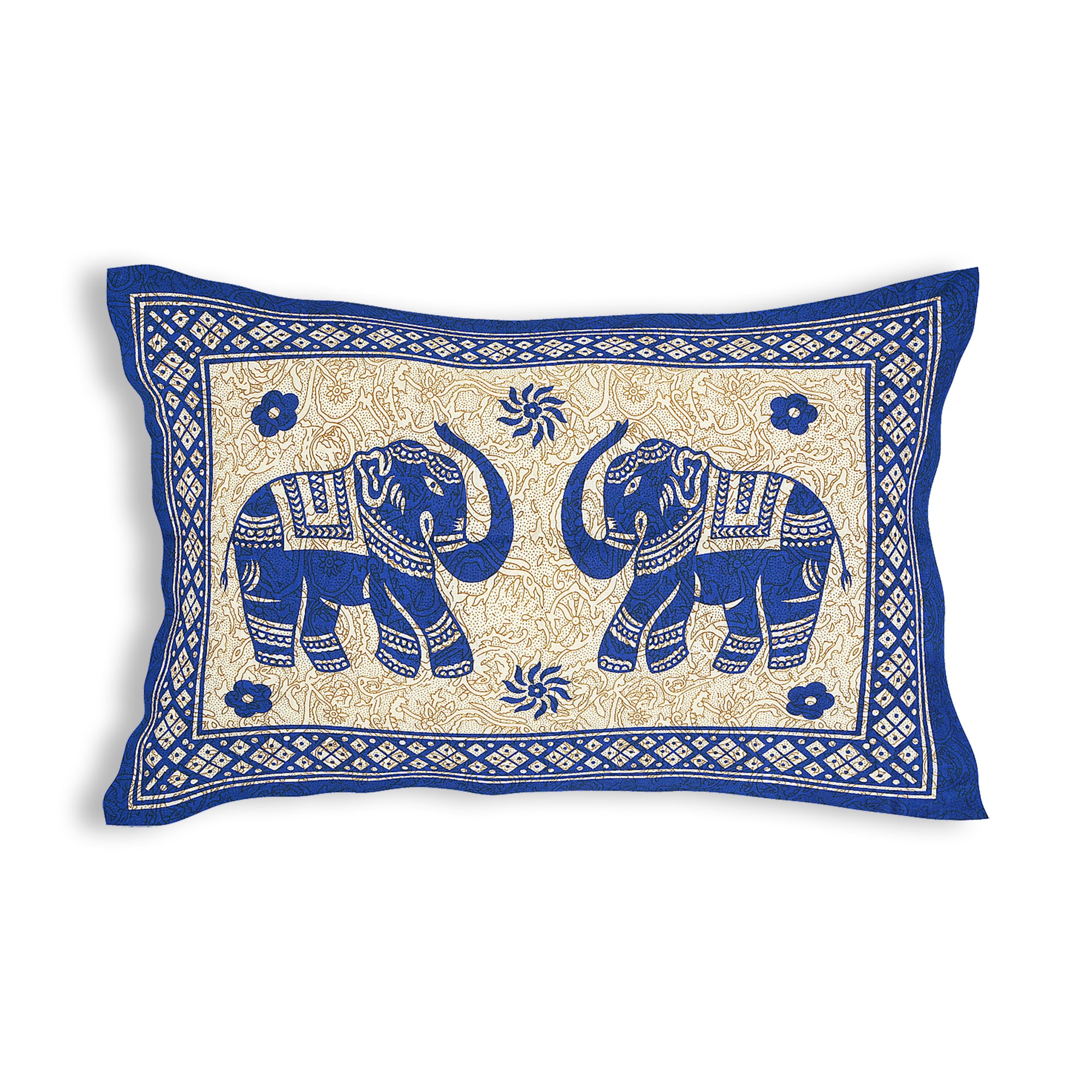 59" Eco Elephant Design 100% Cotton Single Bedsheet With 1 Pillow Cover, 60/90