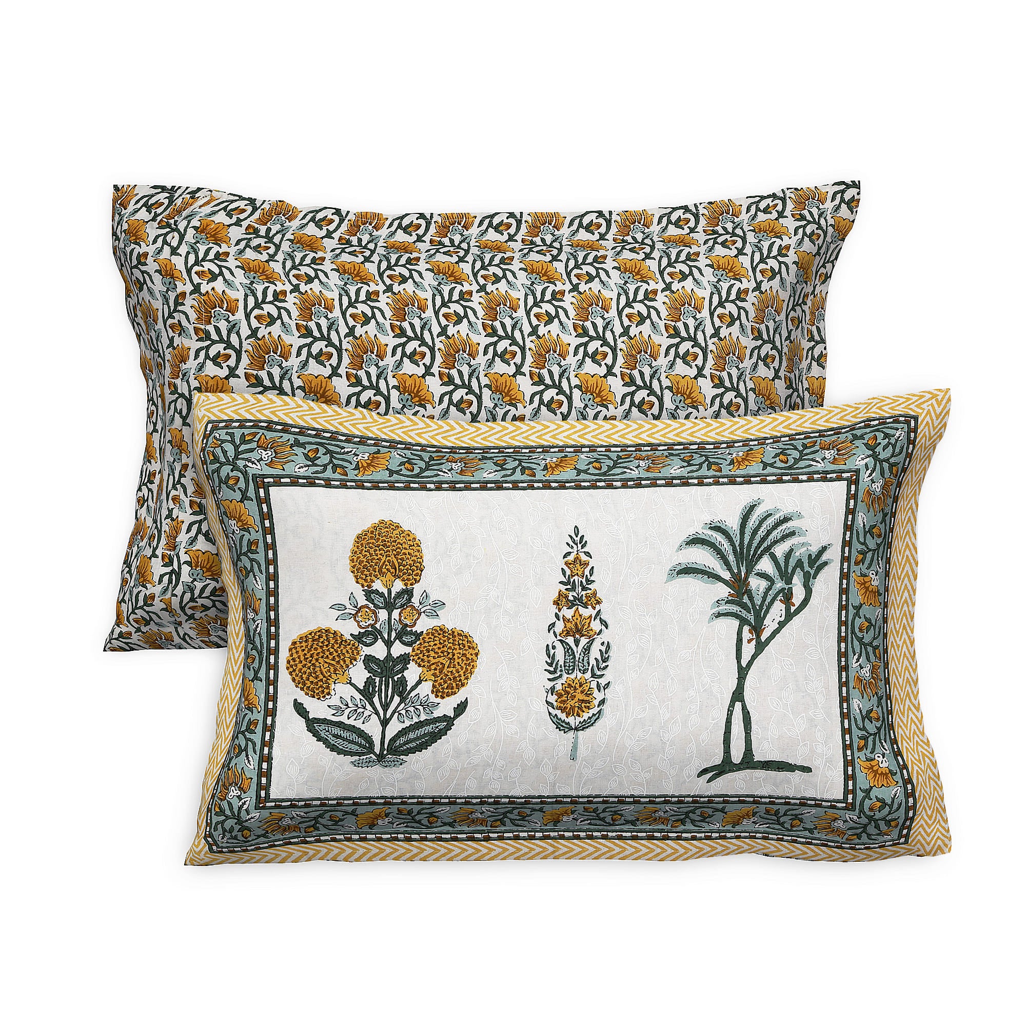 95x108 Viscose Hungama Collection Double Bedsheet with Traditional Leaf & Floral Print + Pillow Covers