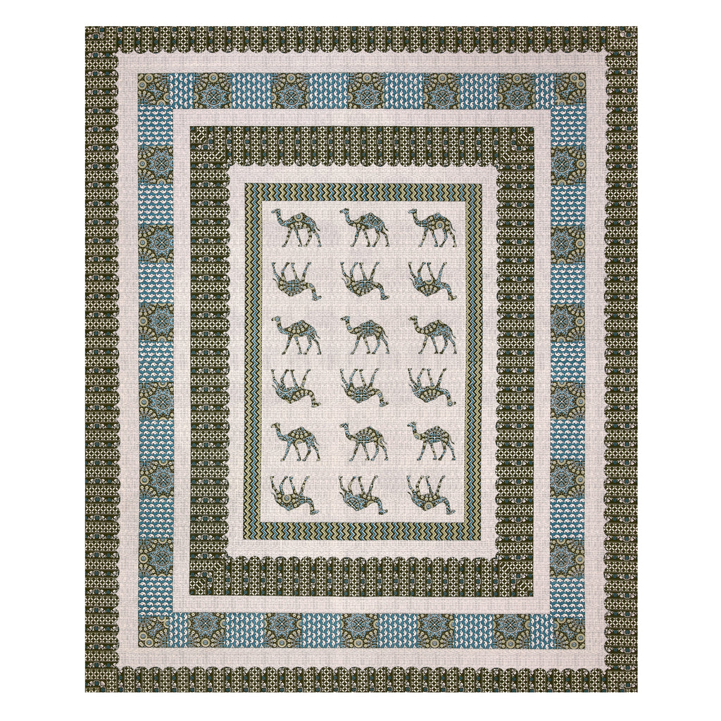 Viscose Gangour Collection 95x108 Double Bedsheet with Camel Motif Design