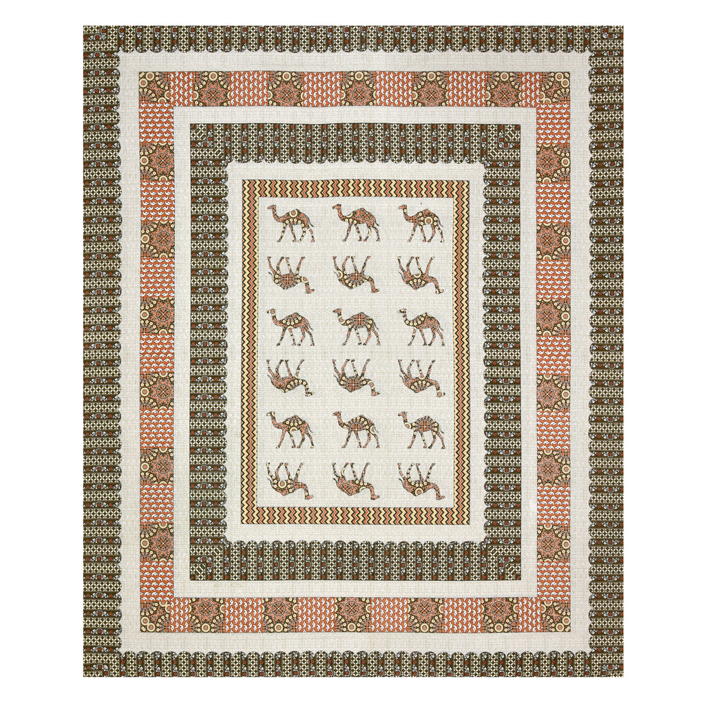 Viscose Gangour Collection 95x108 Double Bedsheet with Camel Motif Design