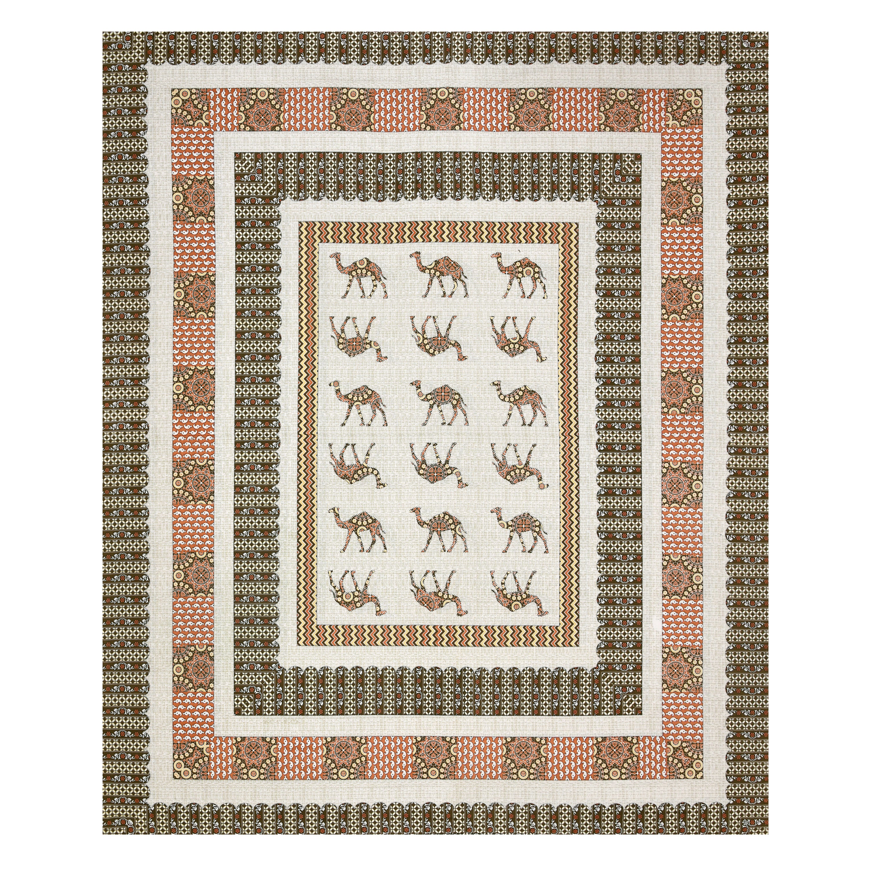 Viscose Gangour Collection 95x108 Double Bedsheet with Camel Motif Design