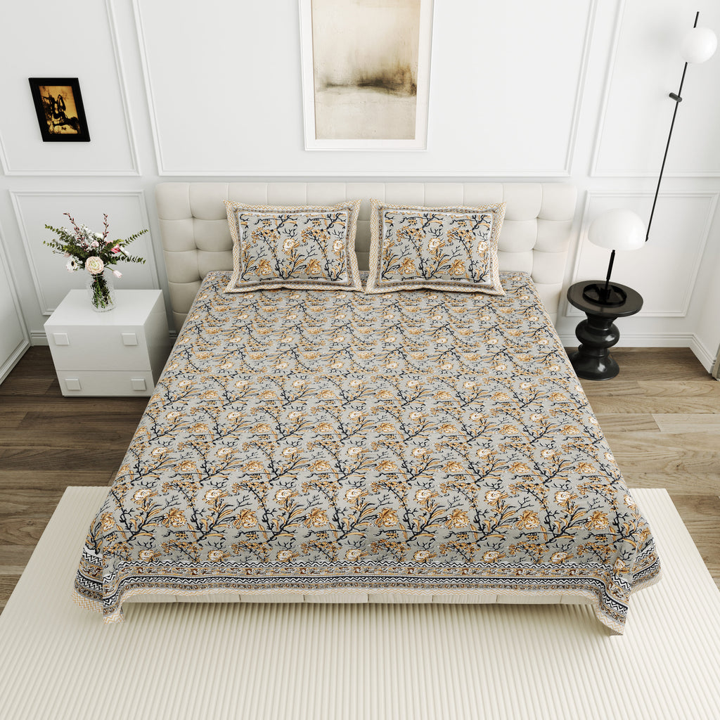 Viscose Bindaas Collection 95x108 Double Bedsheet with Elegant Floral Vine Pattern