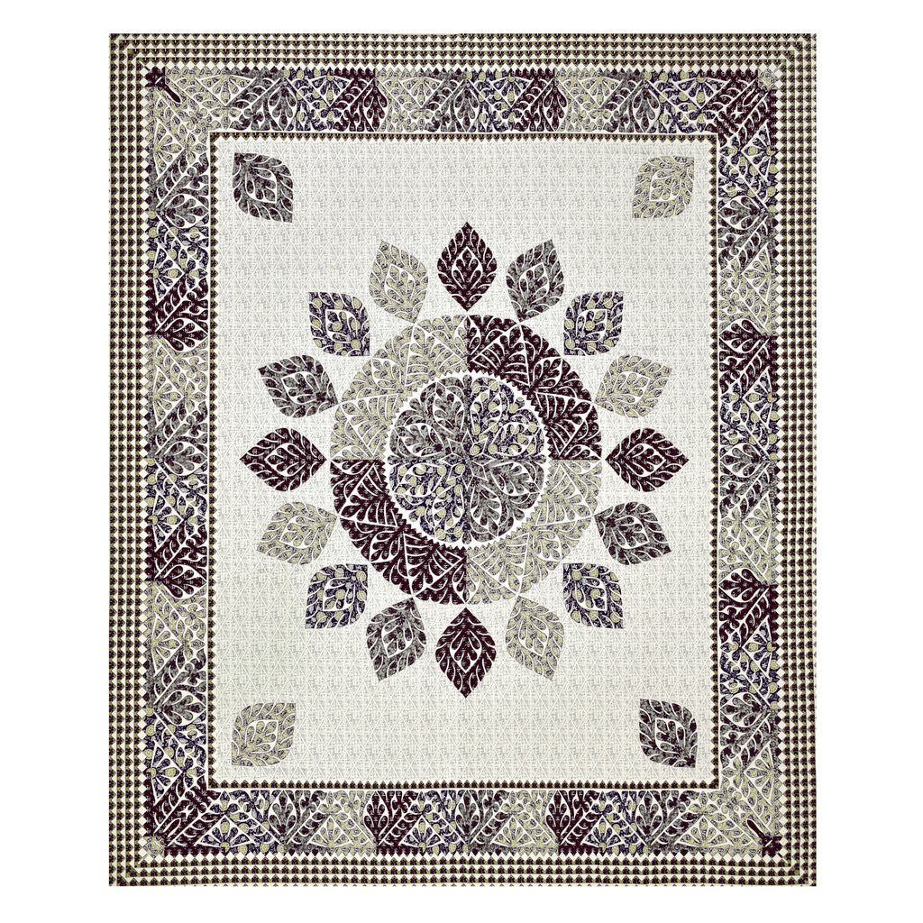 95-108 Viscose Gangour Collection Double Bedsheet with Floral Mandala Design