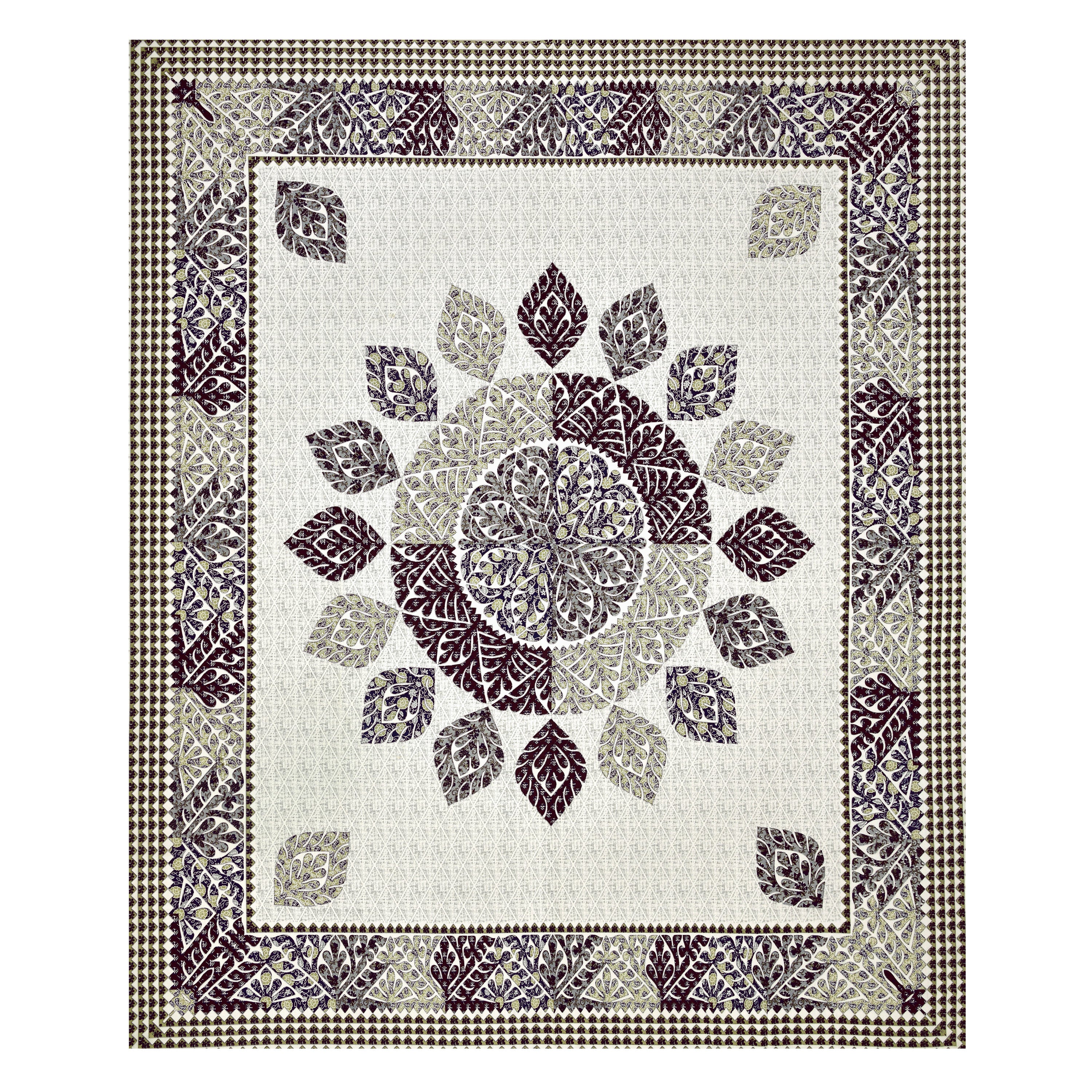 95-108 Viscose Gangour Collection Double Bedsheet with Floral Mandala Design