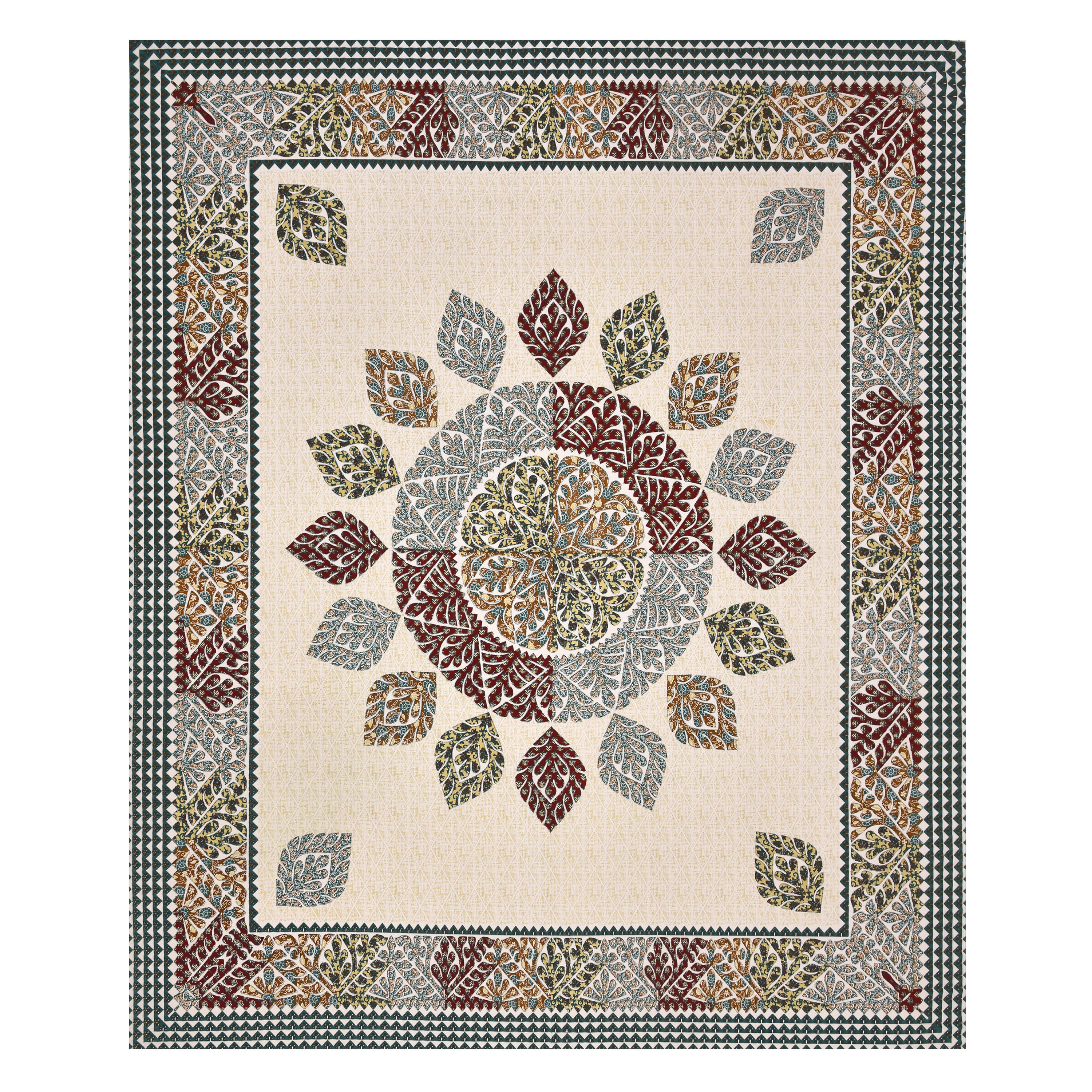 95-108 Viscose Gangour Collection Double Bedsheet with Floral Mandala Design