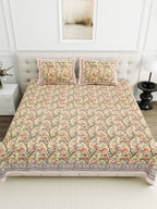 Viscose Bindaas Collection 95x108 Double Bedsheet with Elegant Floral Vine Pattern