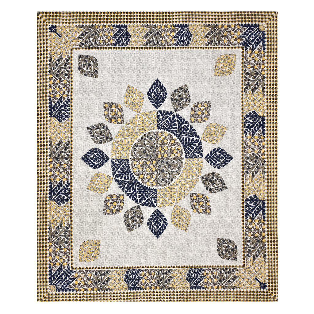 95-108 Viscose Gangour Collection Double Bedsheet with Floral Mandala Design