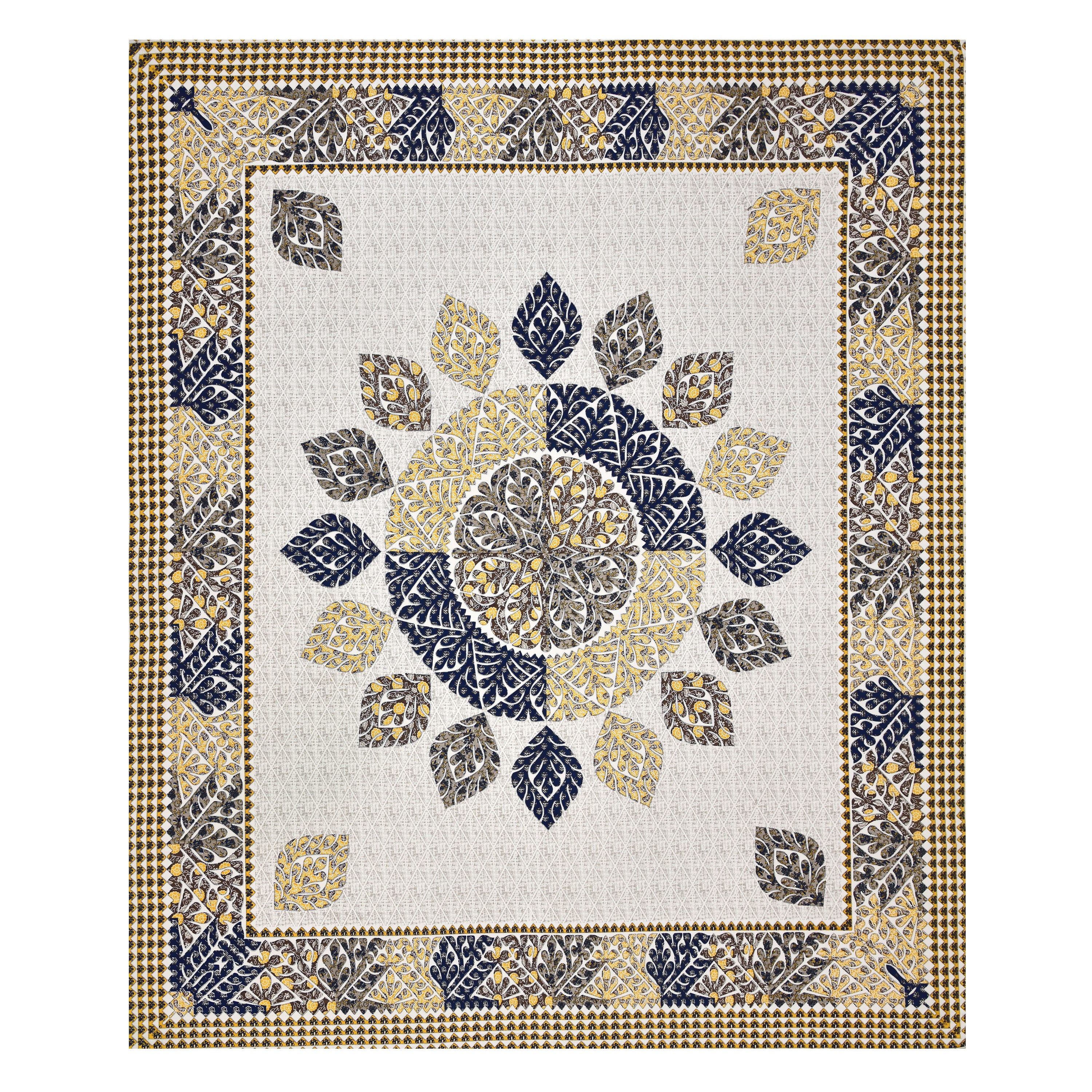 95-108 Viscose Gangour Collection Double Bedsheet with Floral Mandala Design