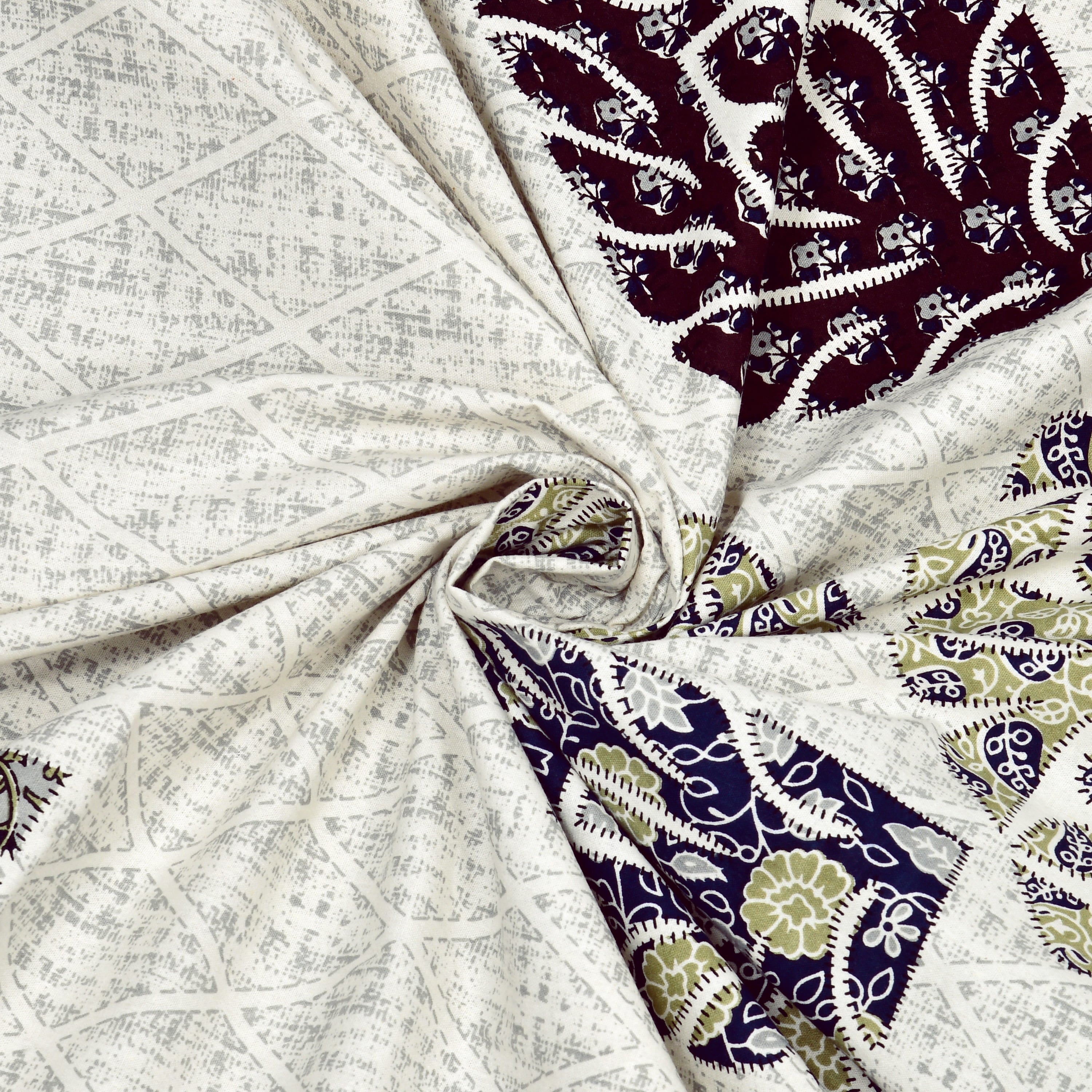 95-108 Viscose Gangour Collection Double Bedsheet with Floral Mandala Design