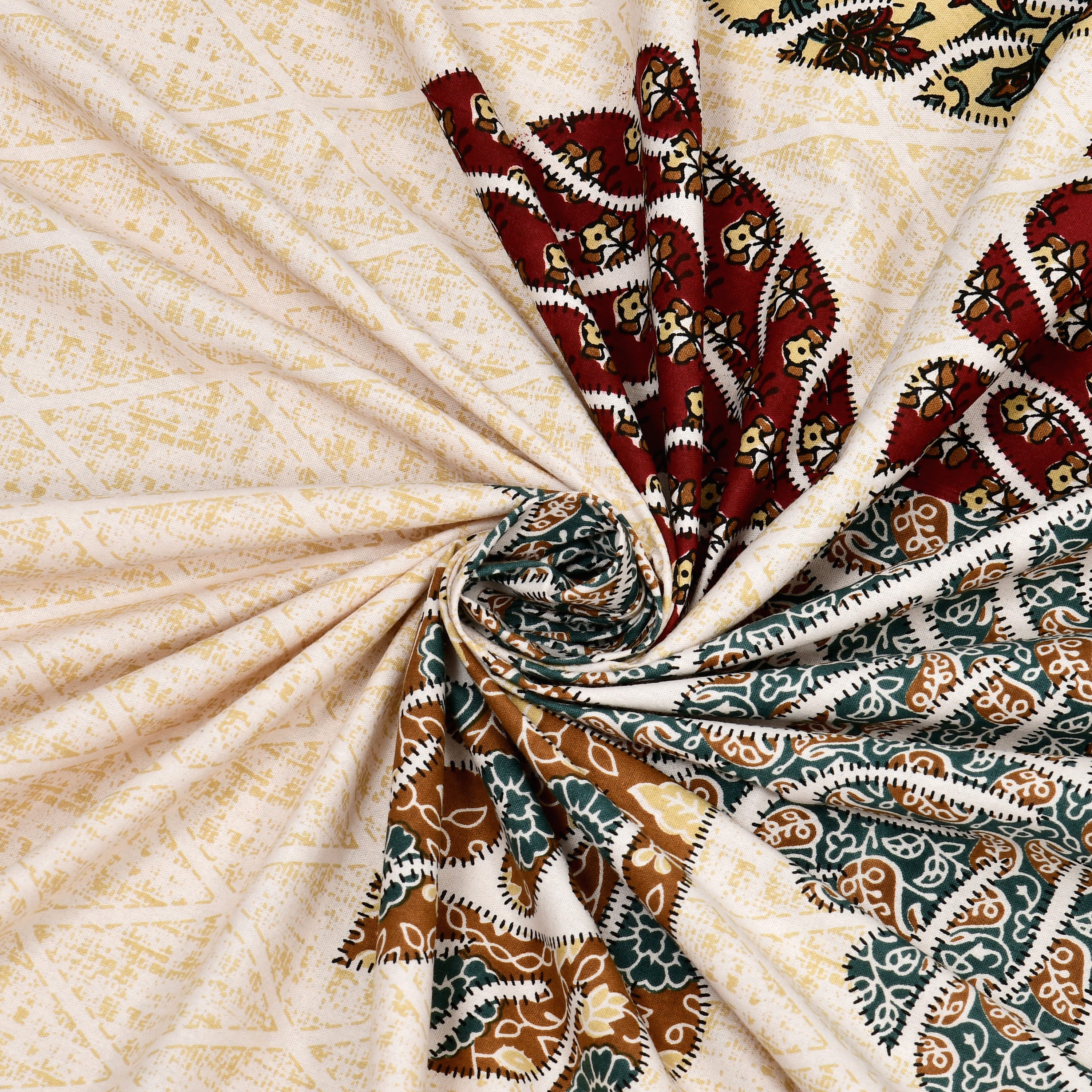 95-108 Viscose Gangour Collection Double Bedsheet with Floral Mandala Design
