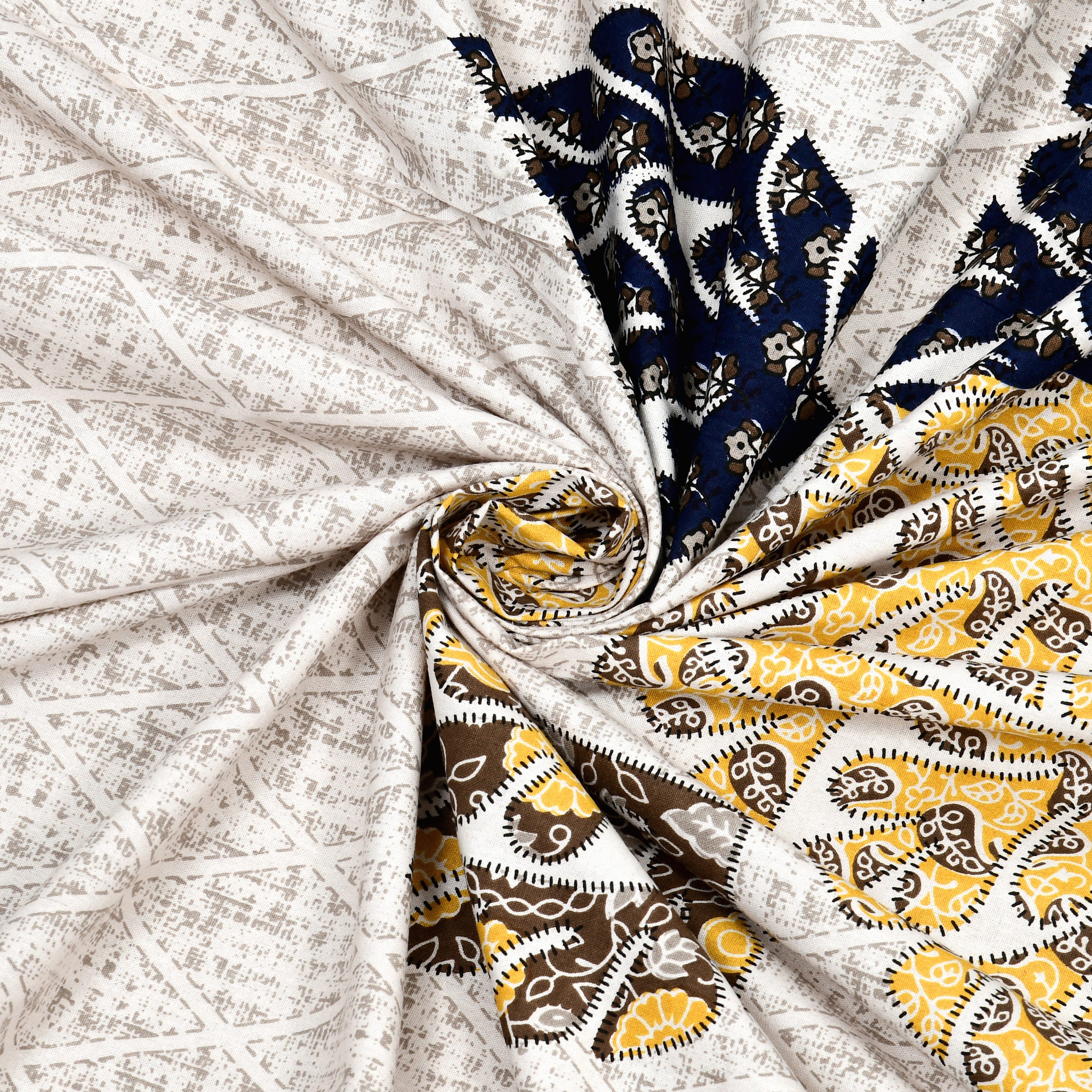 95-108 Viscose Gangour Collection Double Bedsheet with Floral Mandala Design