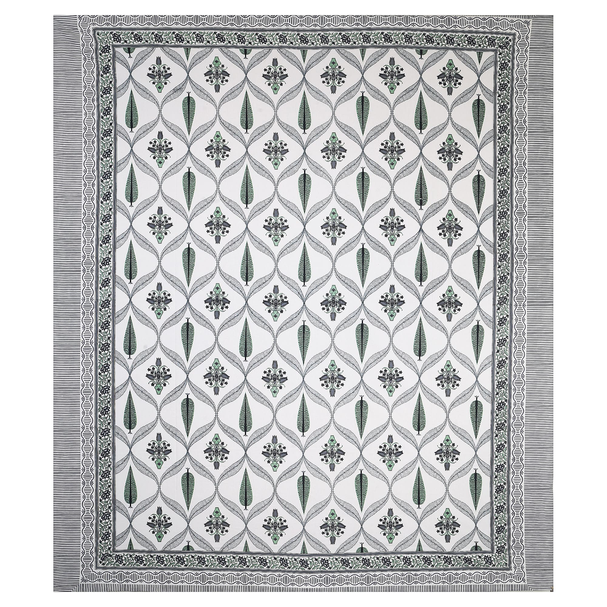 95x108 Viscose Hungama Collection Double Bedsheet with Geometric Floral Patterns & Matching Pillow Covers