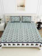 Viscose Bindaas Collection 95x108 Double Bedsheet with Heritage Elephant Border Design