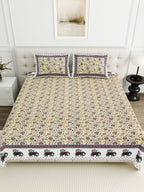 Viscose Bindaas Collection 95x108 Double Bedsheet with Heritage Elephant Border Design