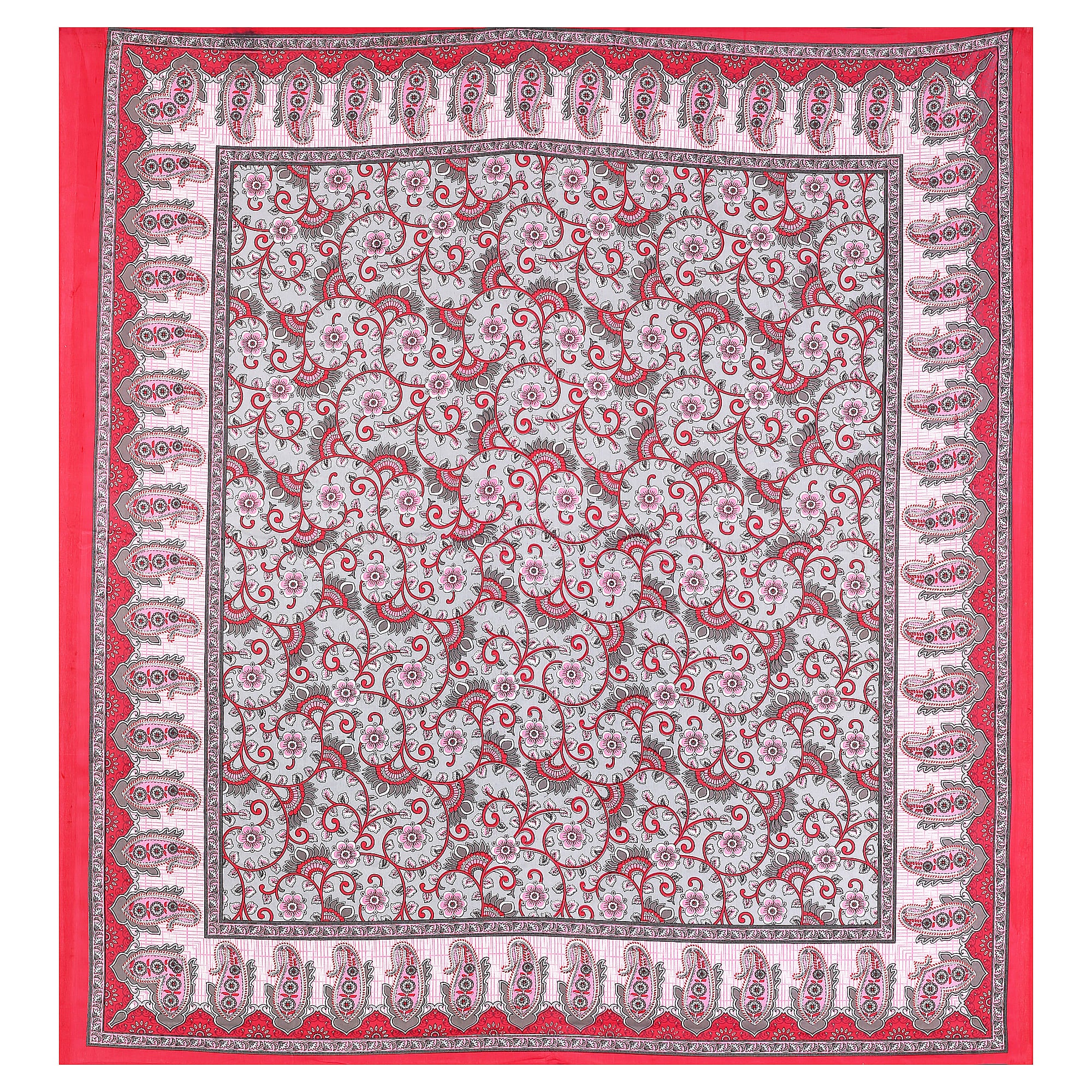 Heritage Collection Cotton Double Bedsheet with Pillow Covers | Paisley & Floral Print | 90x100 Inches