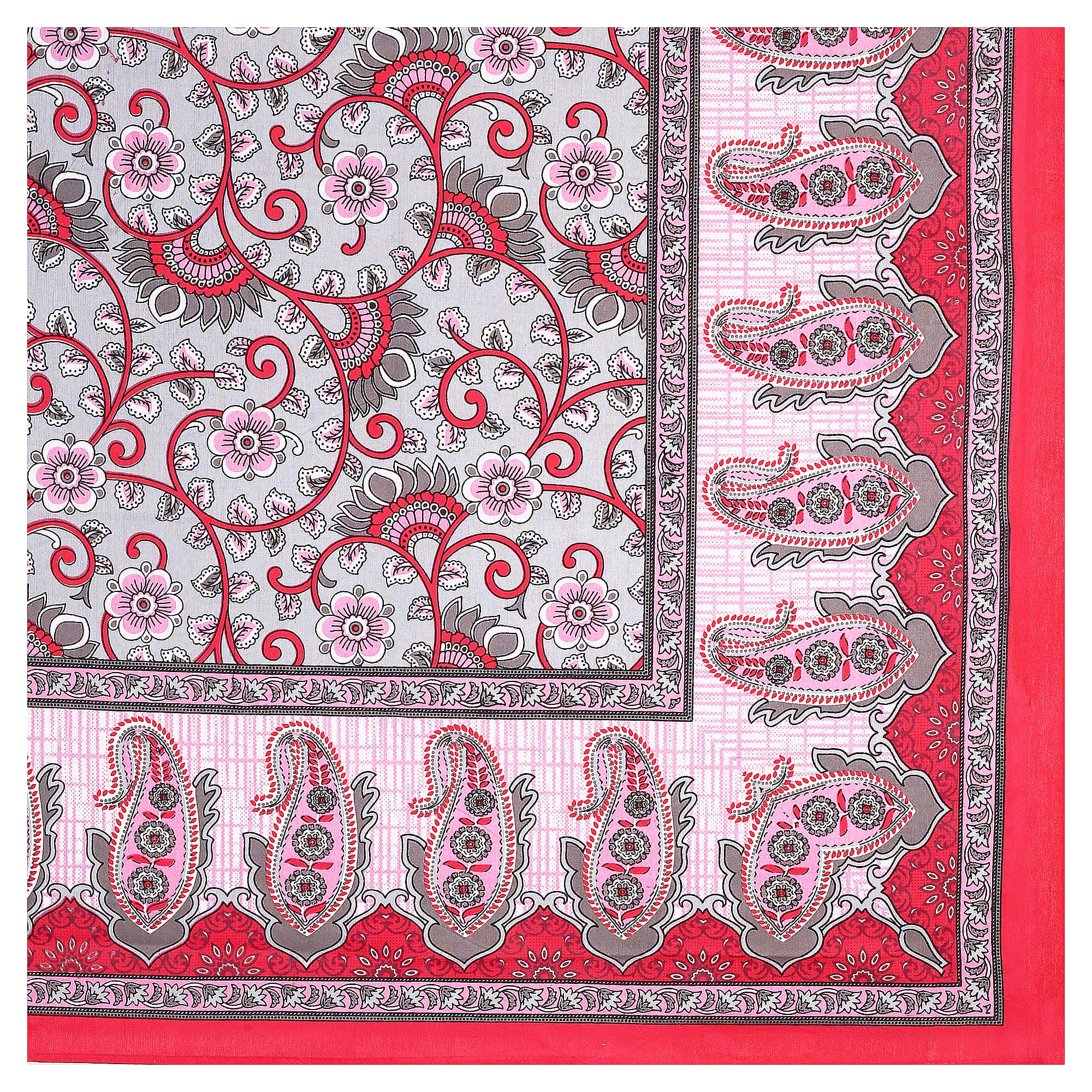 Heritage Collection Cotton Double Bedsheet with Pillow Covers | Paisley & Floral Print | 90x100 Inches