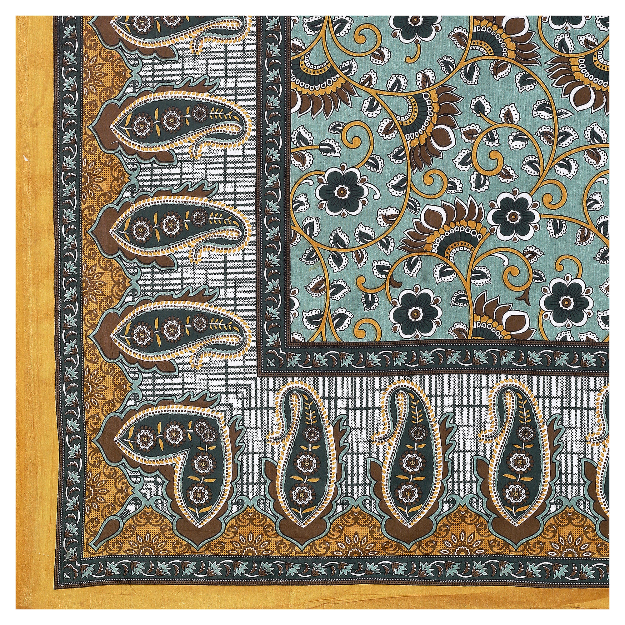 Heritage Collection Cotton Double Bedsheet with Pillow Covers | Paisley & Floral Print | 90x100 Inches