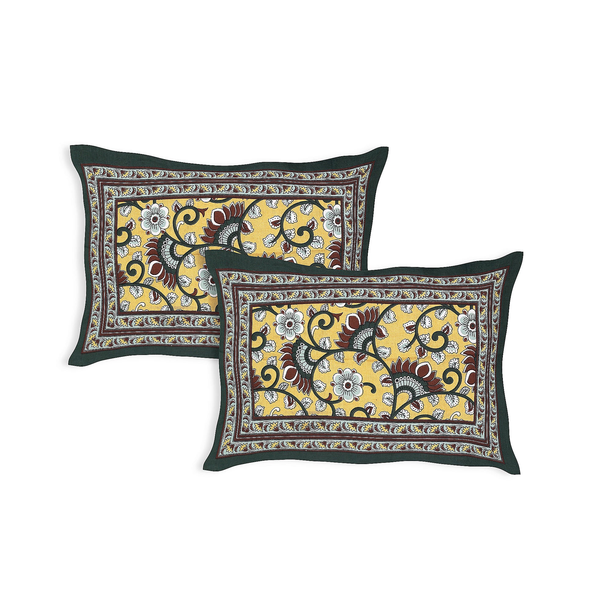 Heritage Collection Cotton Double Bedsheet with Pillow Covers | Paisley & Floral Print | 90x100 Inches