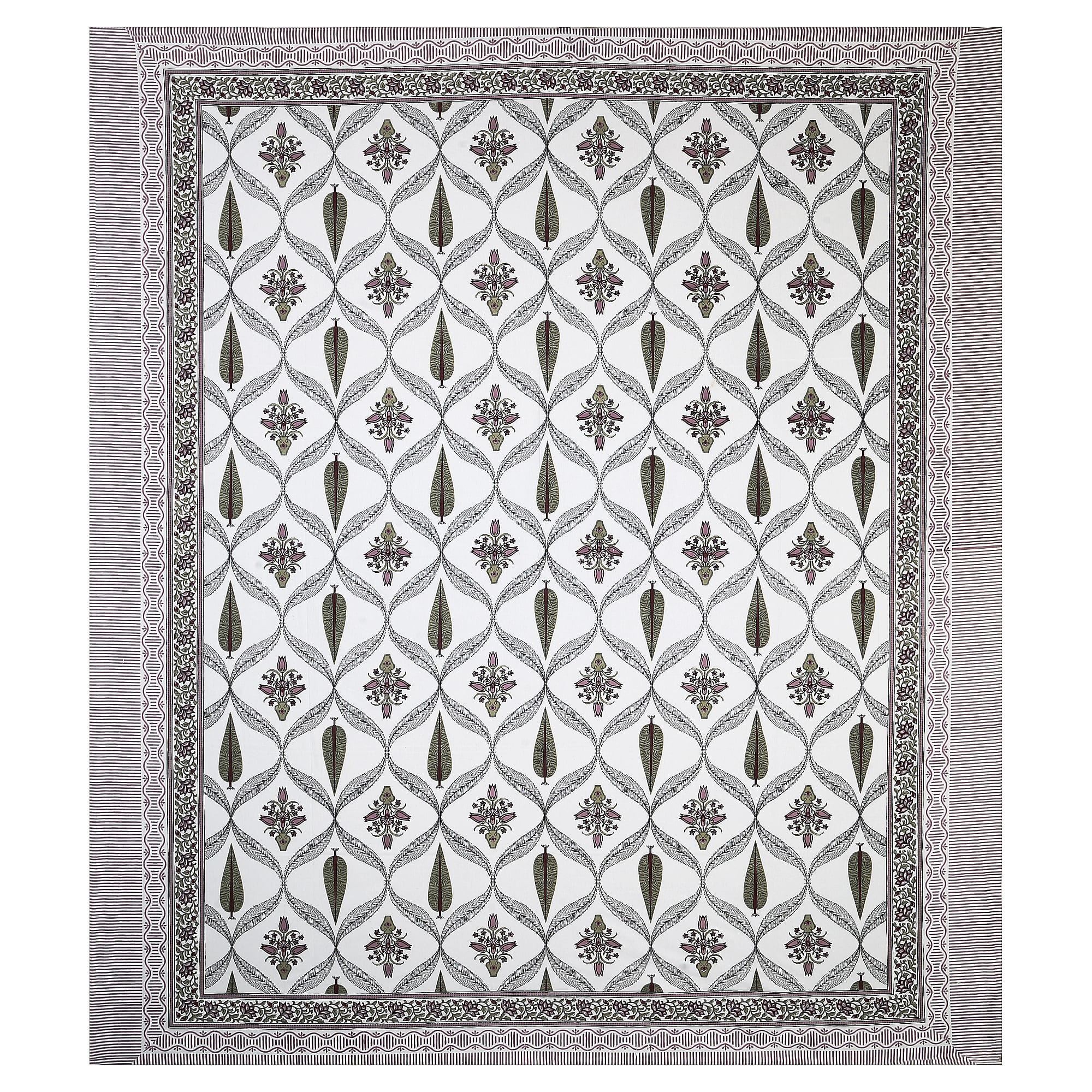 95x108 Viscose Hungama Collection Double Bedsheet with Geometric Floral Patterns & Matching Pillow Covers