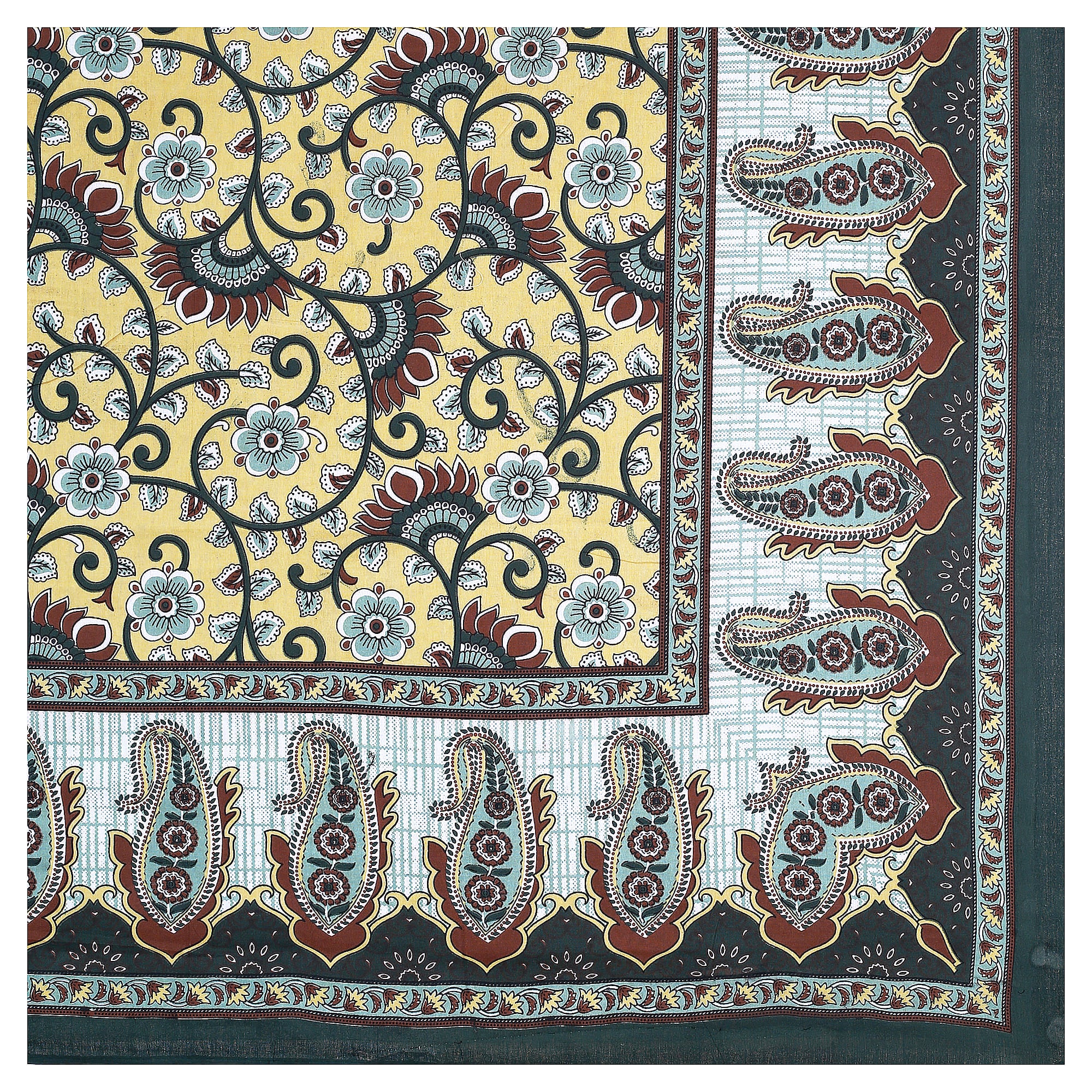 Heritage Collection Cotton Double Bedsheet with Pillow Covers | Paisley & Floral Print | 90x100 Inches