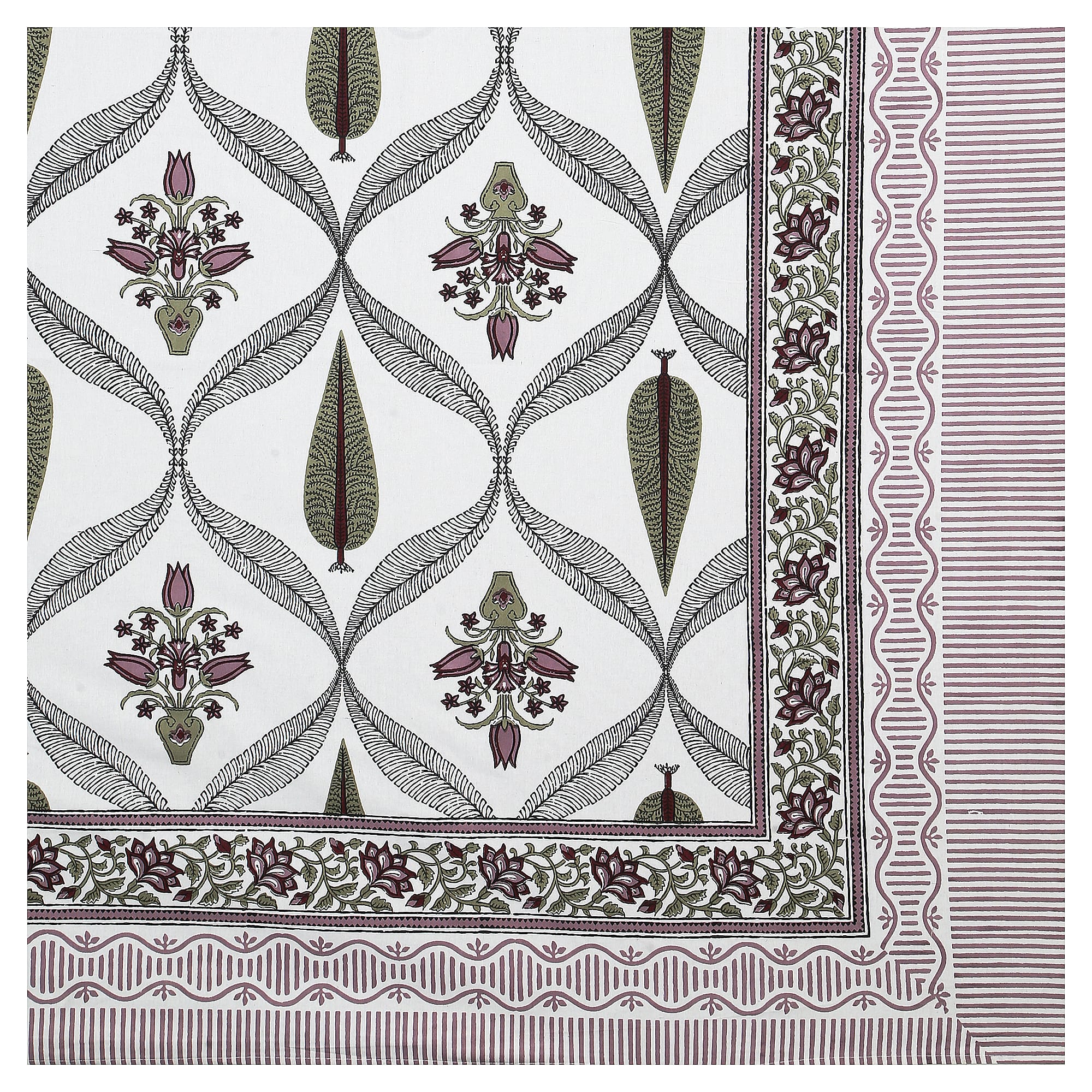 95x108 Viscose Hungama Collection Double Bedsheet with Geometric Floral Patterns & Matching Pillow Covers