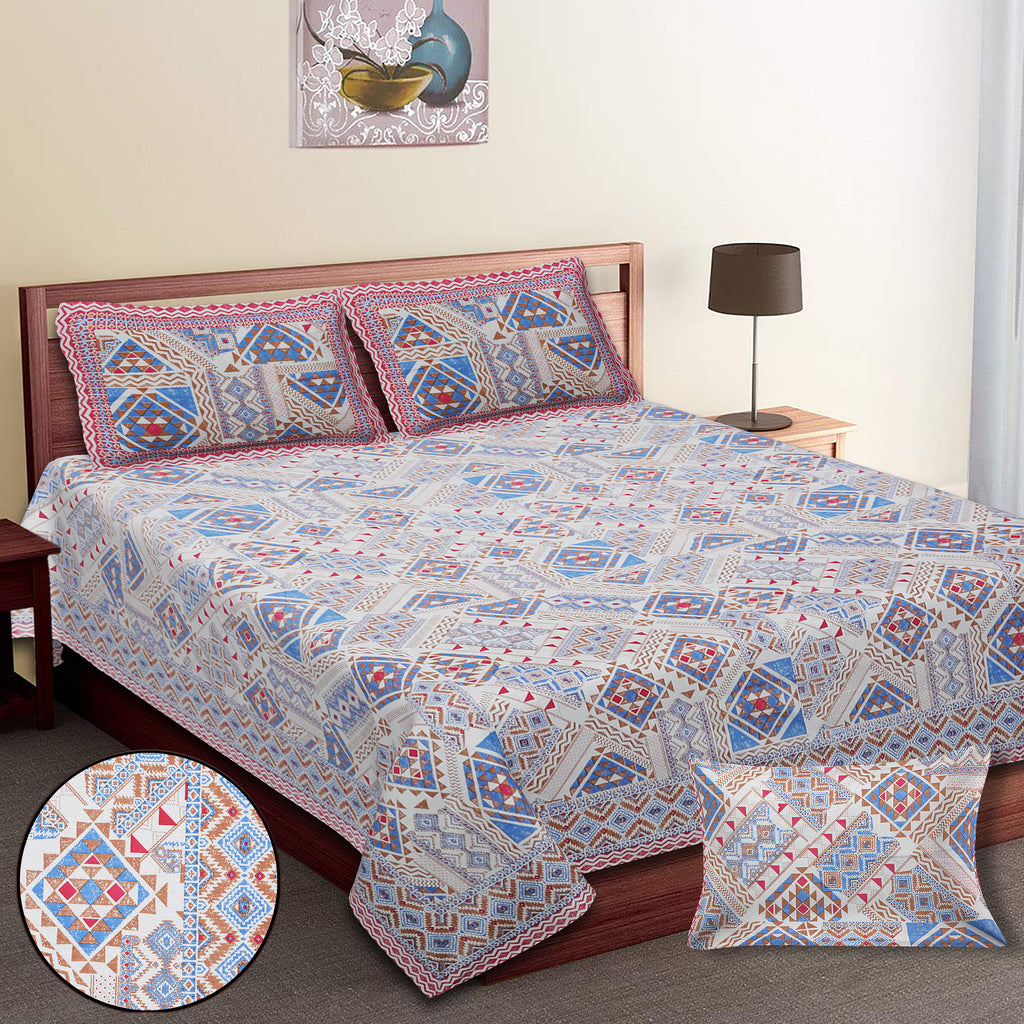 70/100 Artistic Collection 100% Cotton Single Bedsheet with 2 Pillow Covers (70x100)