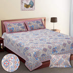 70/100 Artistic Collection 100% Cotton Single Bedsheet with 2 Pillow Covers (70x100)