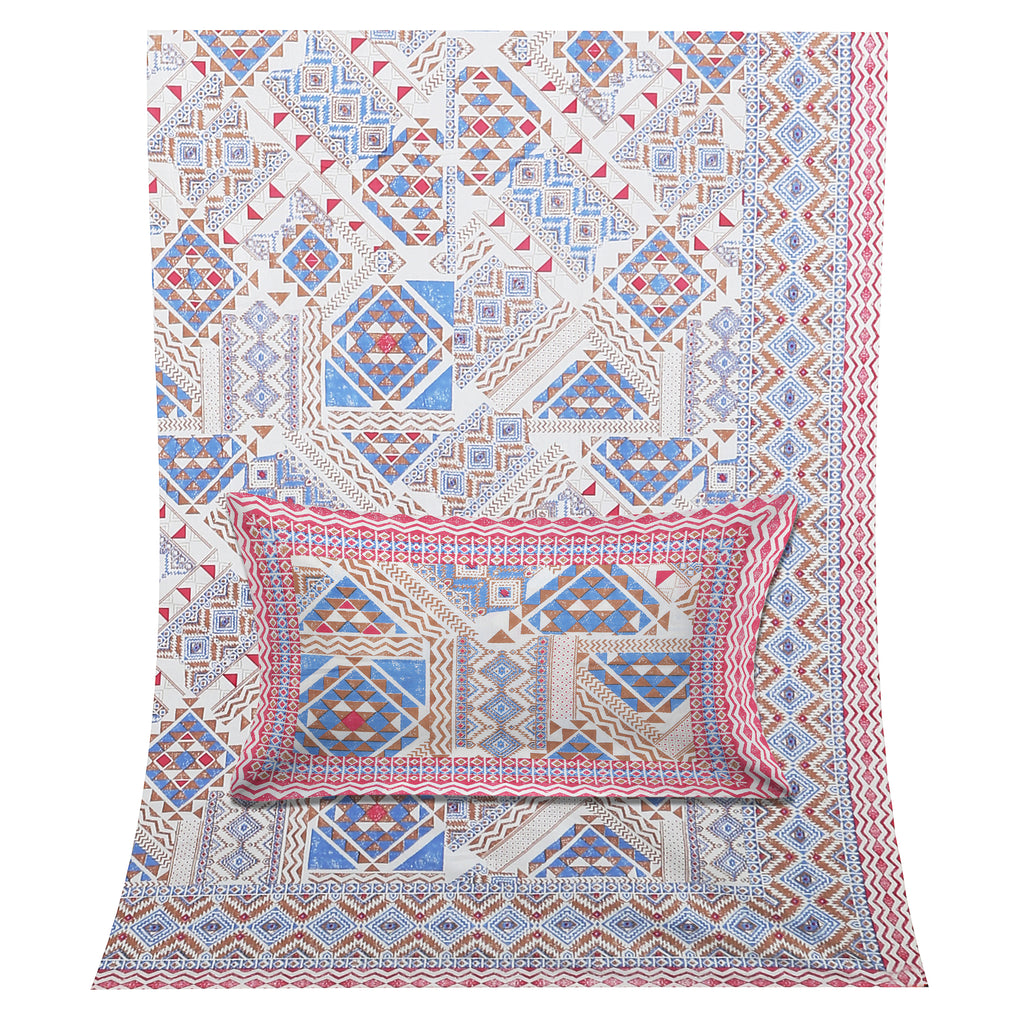 70/100 Artistic Collection 100% Cotton Single Bedsheet with 2 Pillow Covers (70x100)