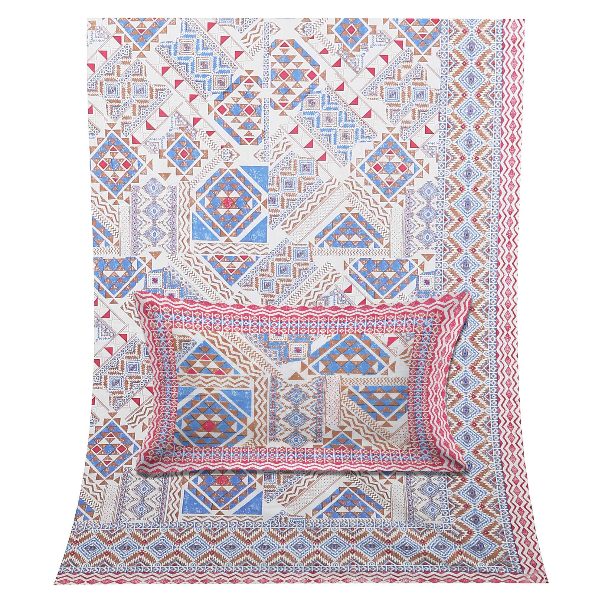 70/100 Artistic Collection 100% Cotton Single Bedsheet with 2 Pillow Covers (70x100)