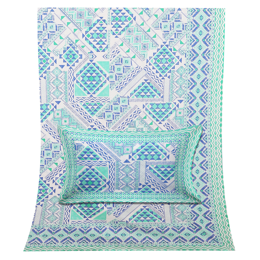 70/100 Artistic Collection 100% Cotton Single Bedsheet with 2 Pillow Covers (70x100)