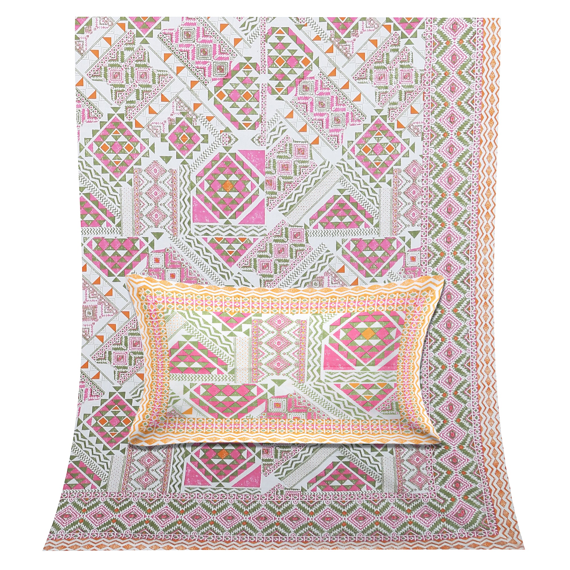 70/100 Artistic Collection 100% Cotton Single Bedsheet with 2 Pillow Covers (70x100)