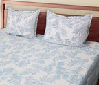 70/100 Elegant Leaf Print Artistic Collection 100% Cotton Single Bedsheet with 2 Pillow Covers (70x100)