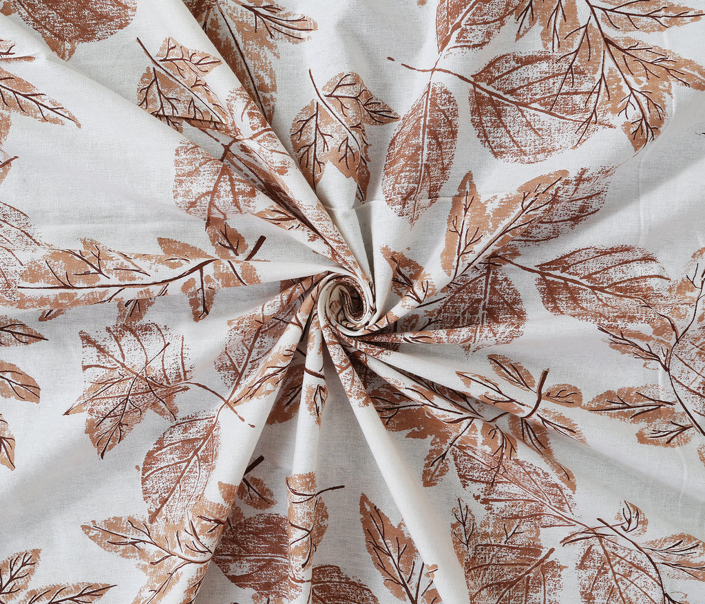 70/100 Elegant Leaf Print Artistic Collection 100% Cotton Single Bedsheet with 2 Pillow Covers (70x100)