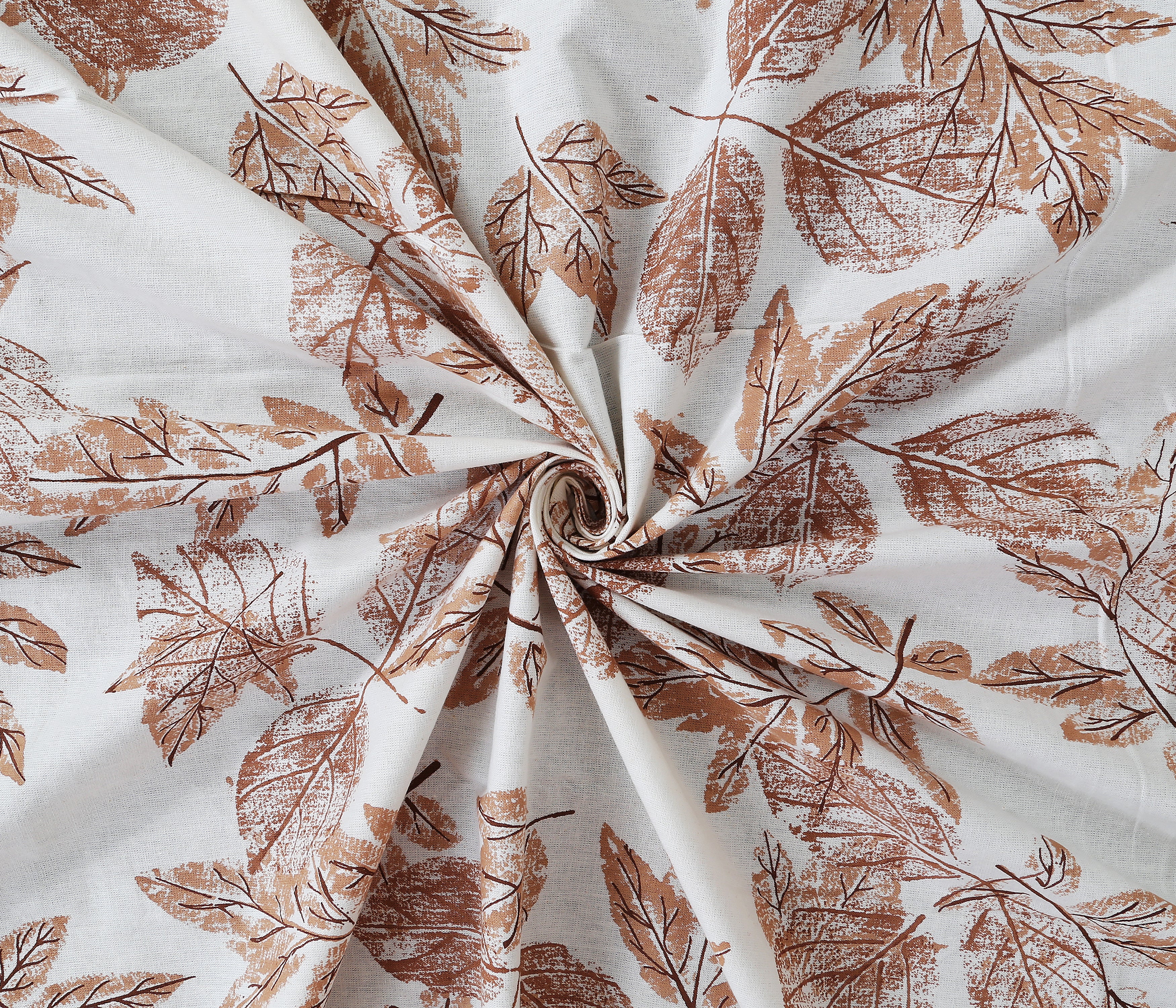 70/100 Elegant Leaf Print Artistic Collection 100% Cotton Single Bedsheet with 2 Pillow Covers (70x100)