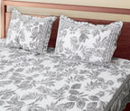 70/100 Elegant Leaf Print Artistic Collection 100% Cotton Single Bedsheet with 2 Pillow Covers (70x100)