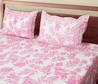 70/100 Elegant Leaf Print Artistic Collection 100% Cotton Single Bedsheet with 2 Pillow Covers (70x100)