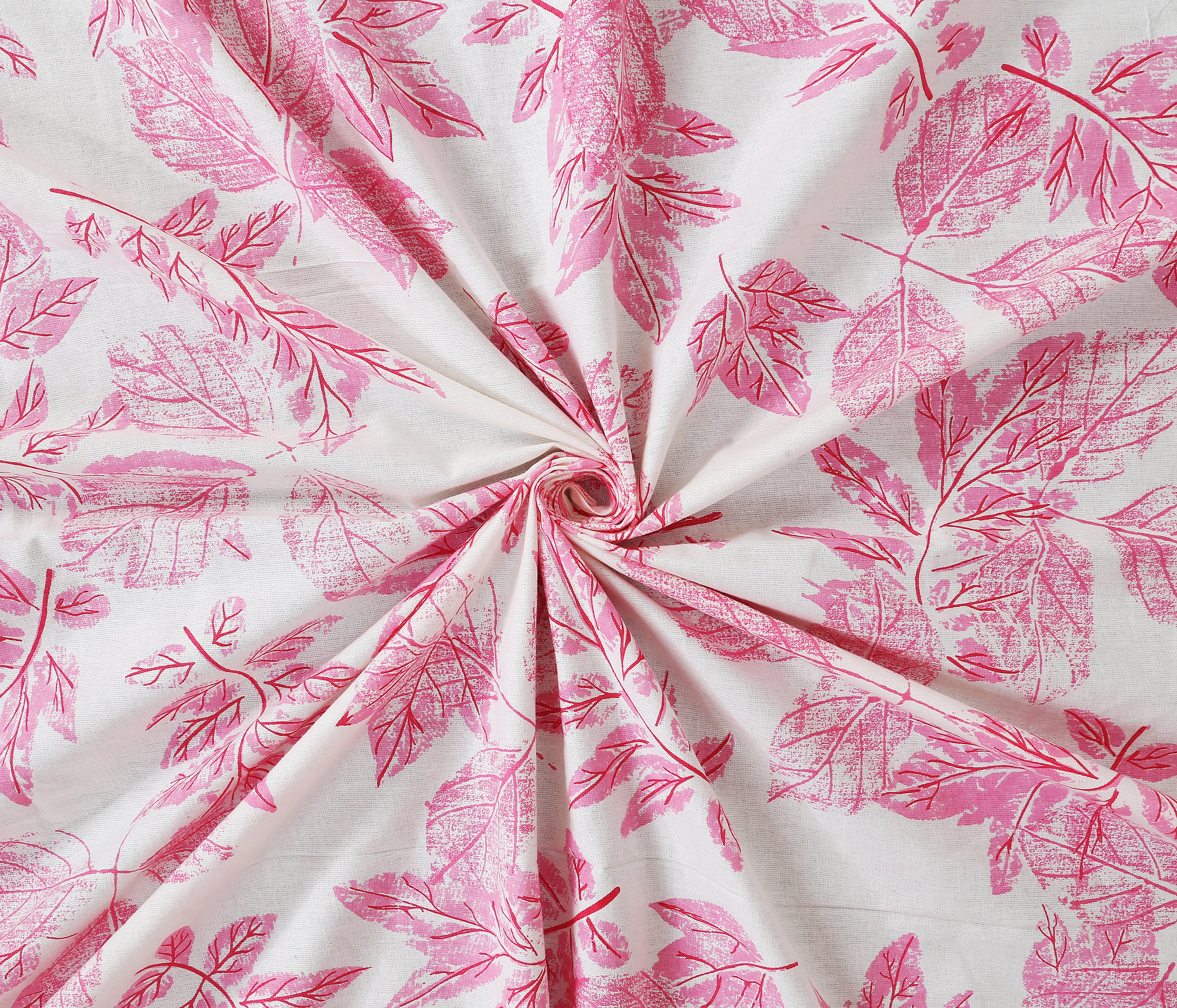 70/100 Elegant Leaf Print Artistic Collection 100% Cotton Single Bedsheet with 2 Pillow Covers (70x100)