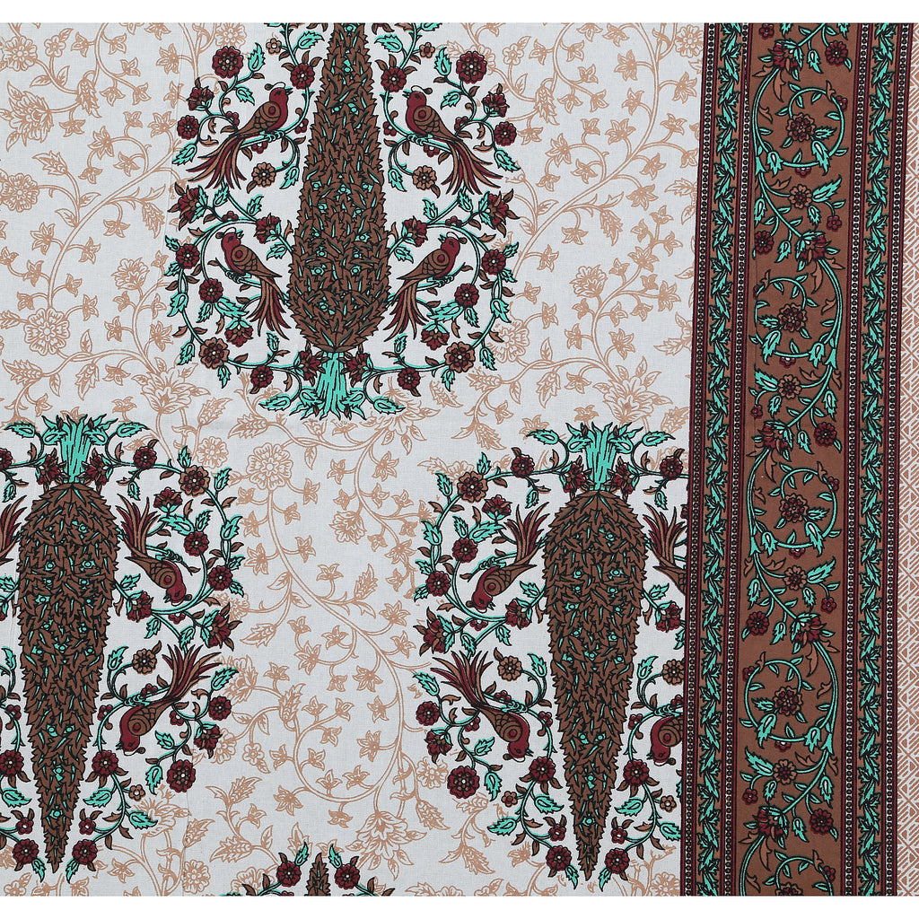 70/100 Royal Tree Motif Artistic Collection 100% Cotton Single Bedsheet with 2 Pillow Covers (70x100)