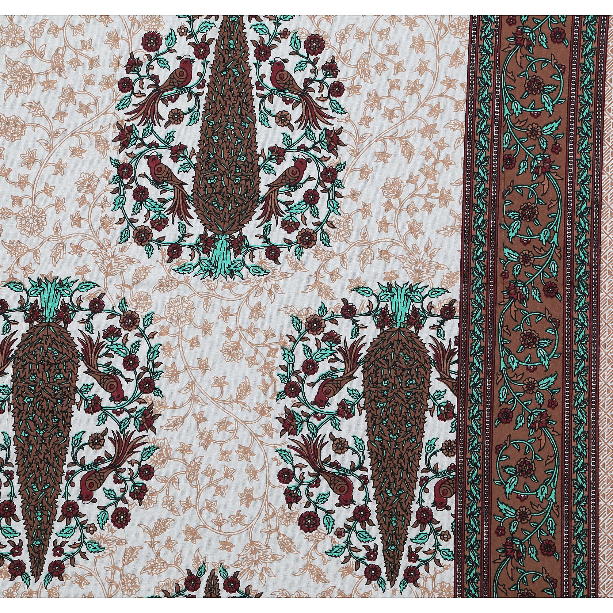 70/100 Royal Tree Motif Artistic Collection 100% Cotton Single Bedsheet with 2 Pillow Covers (70x100)