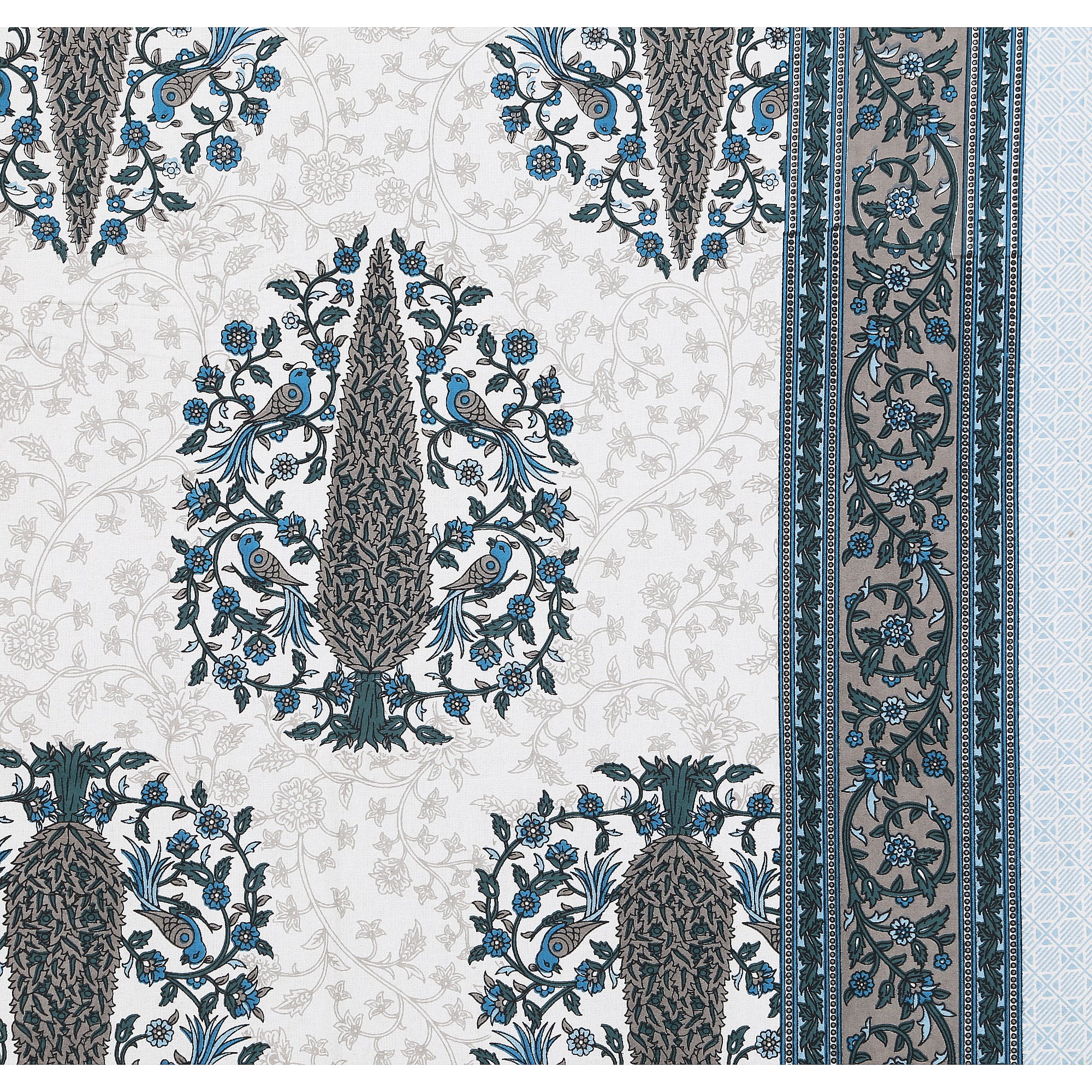 70/100 Royal Tree Motif Artistic Collection 100% Cotton Single Bedsheet with 2 Pillow Covers (70x100)
